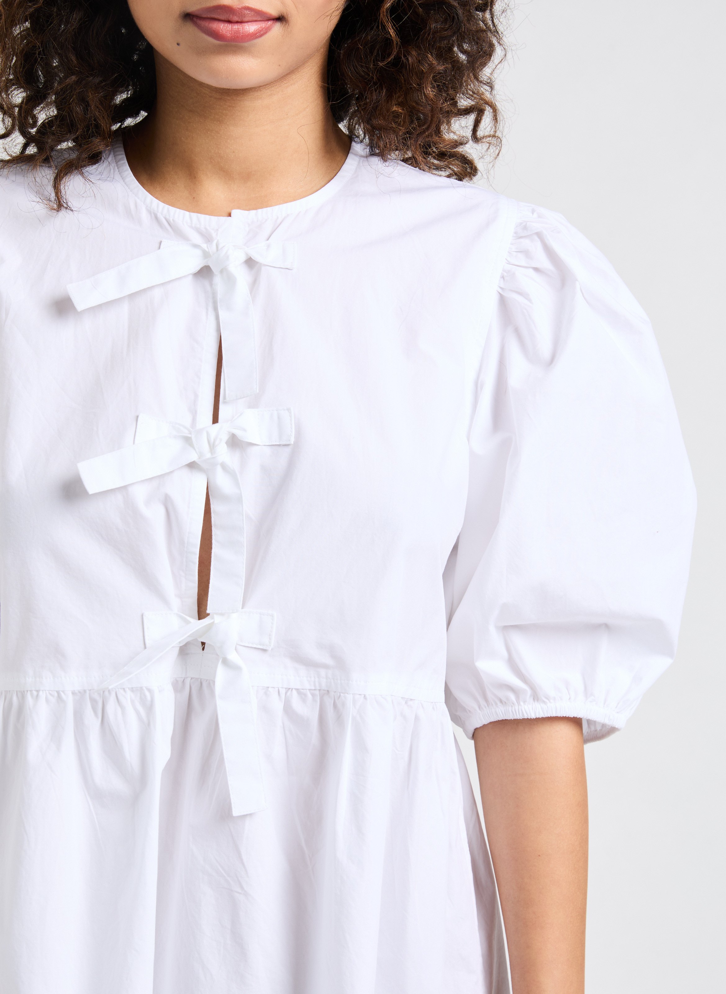 Robe courte Popli en coton  GANNI Blanc