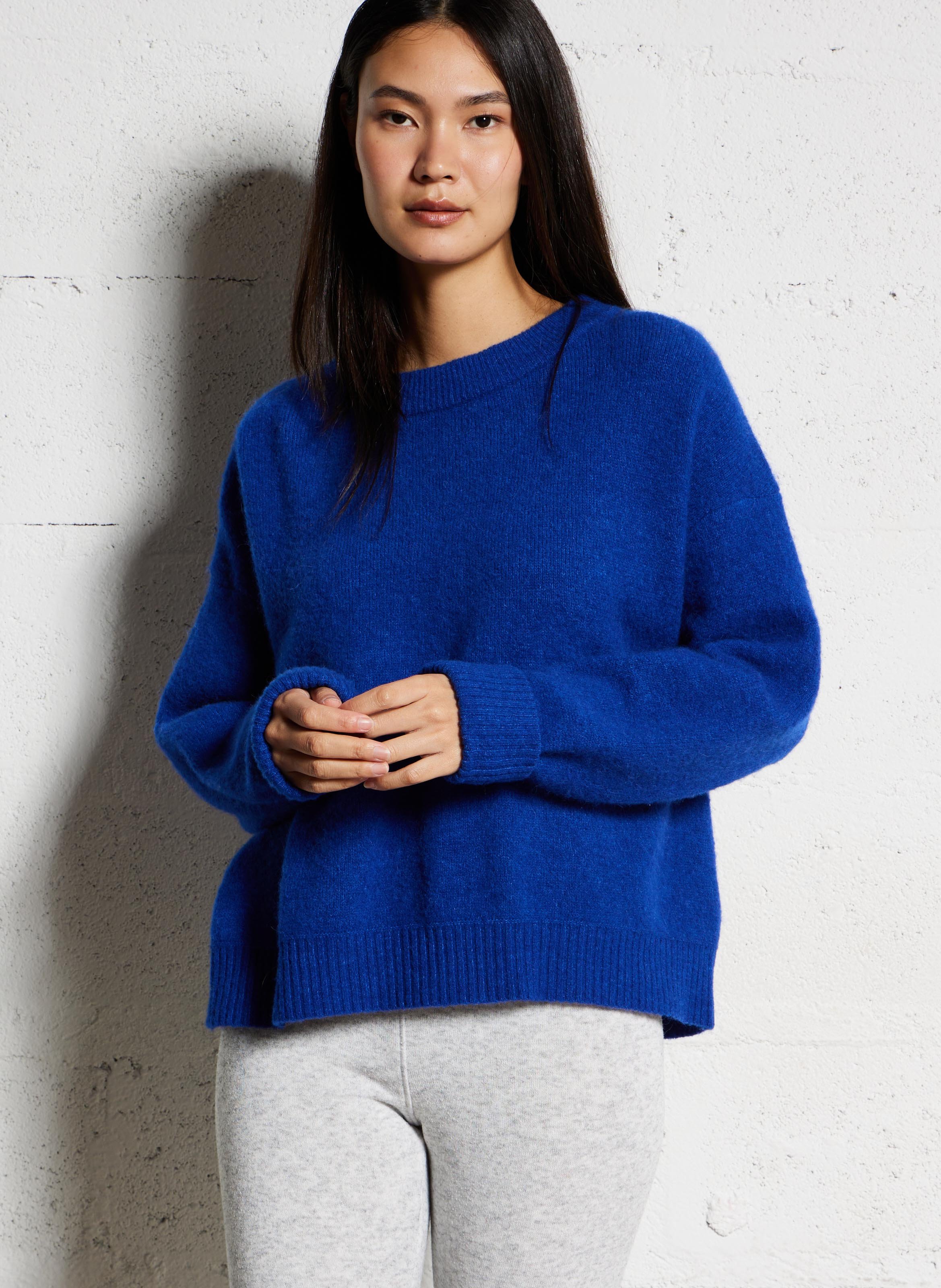 AMERICAN VINTAGE Pull ample col rond en laine mélangée vitow Bleu