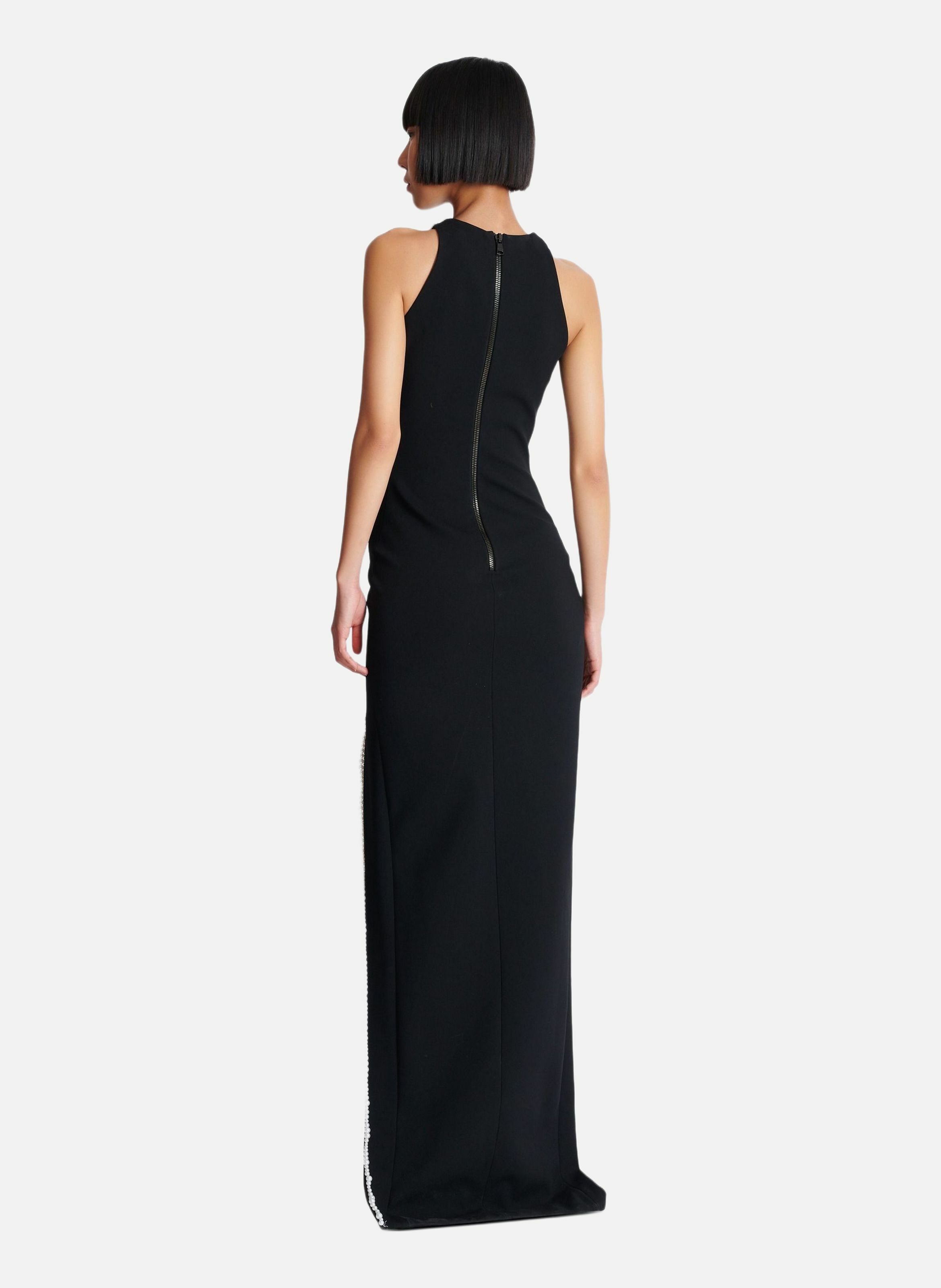 Robe longue brodée motif face BALMAIN Noir