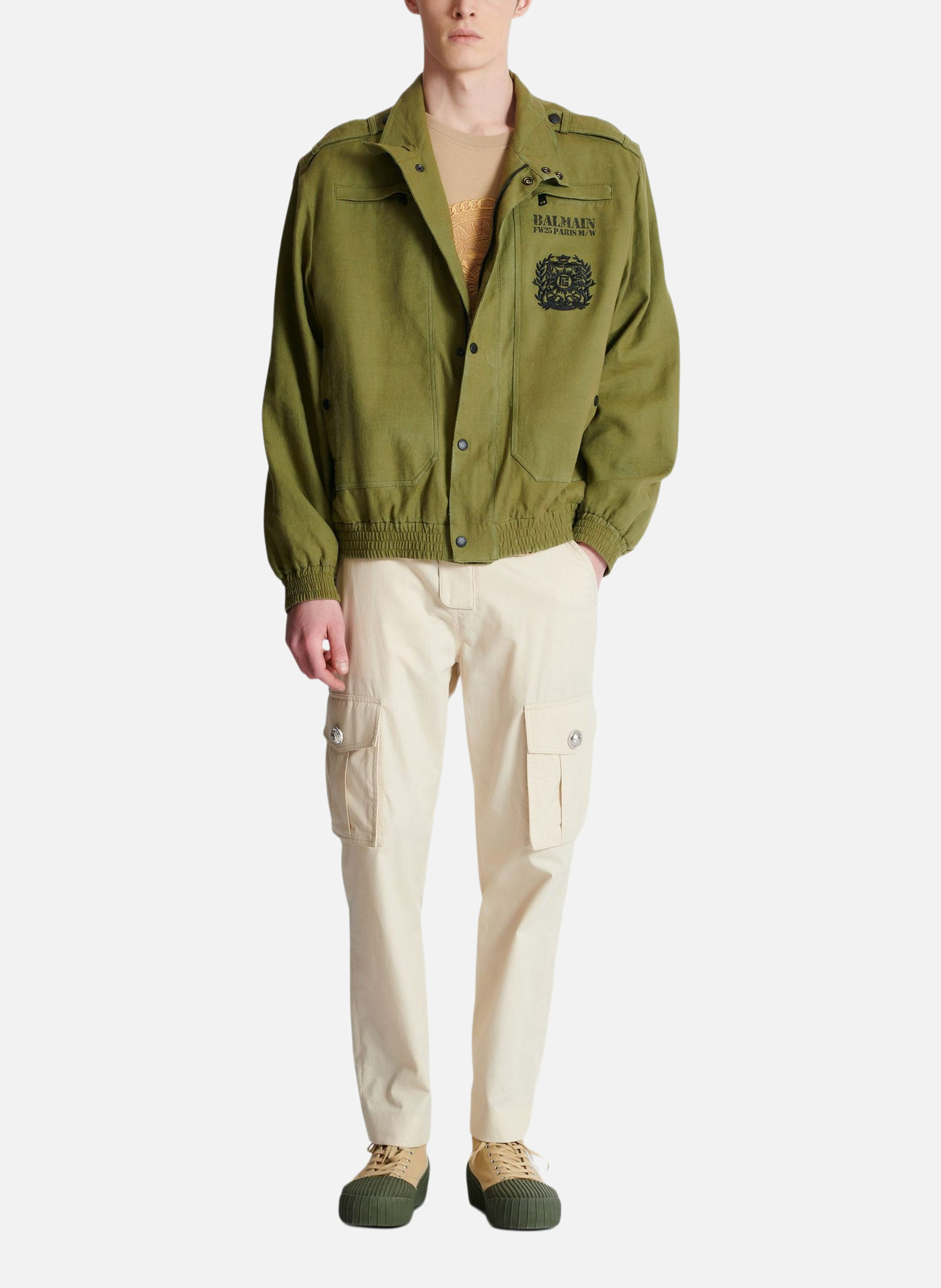 Pantalon cargo en coton BALMAIN Beige