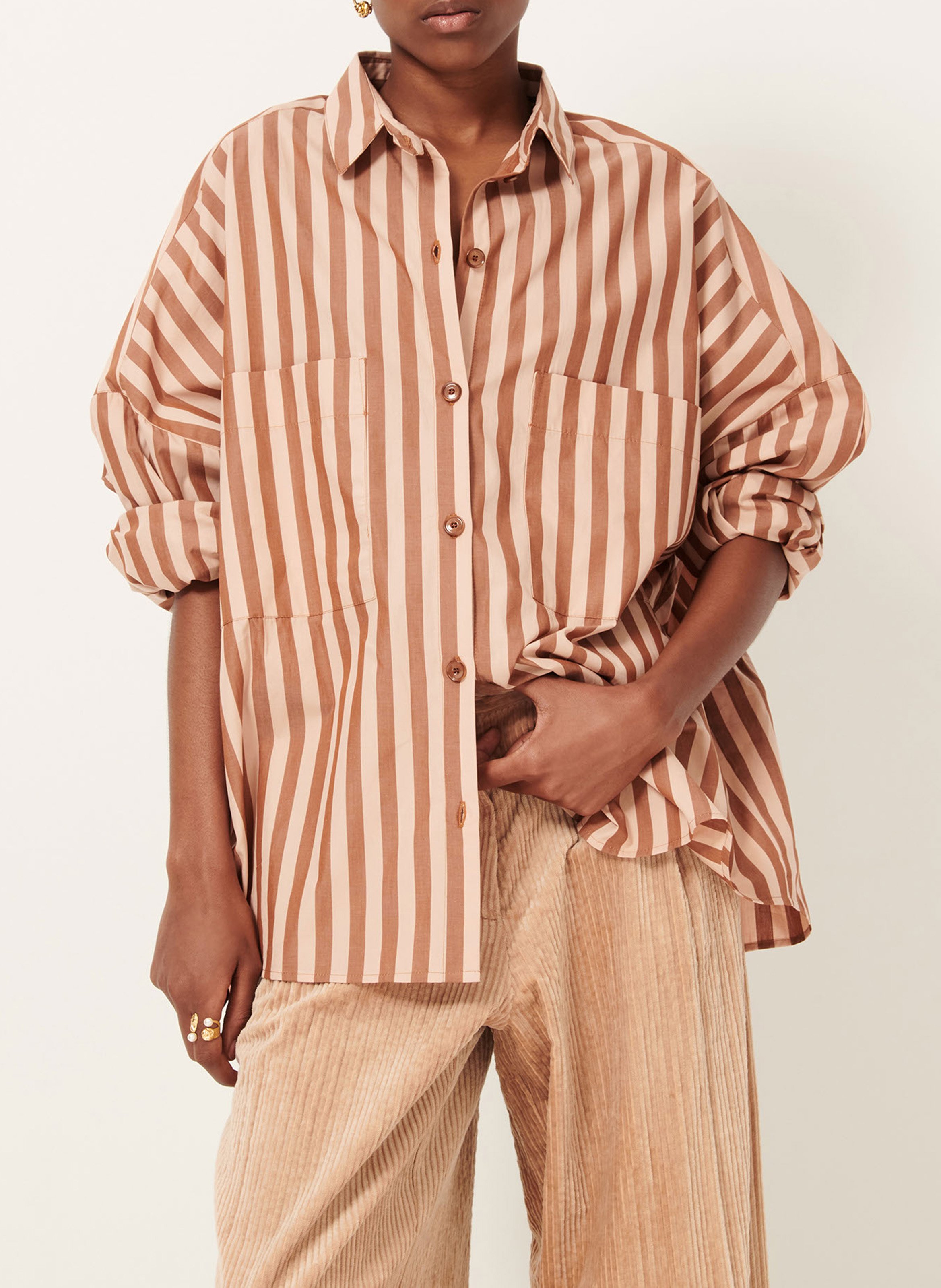 Chemise col classique en coton fontania SESSUN Marron