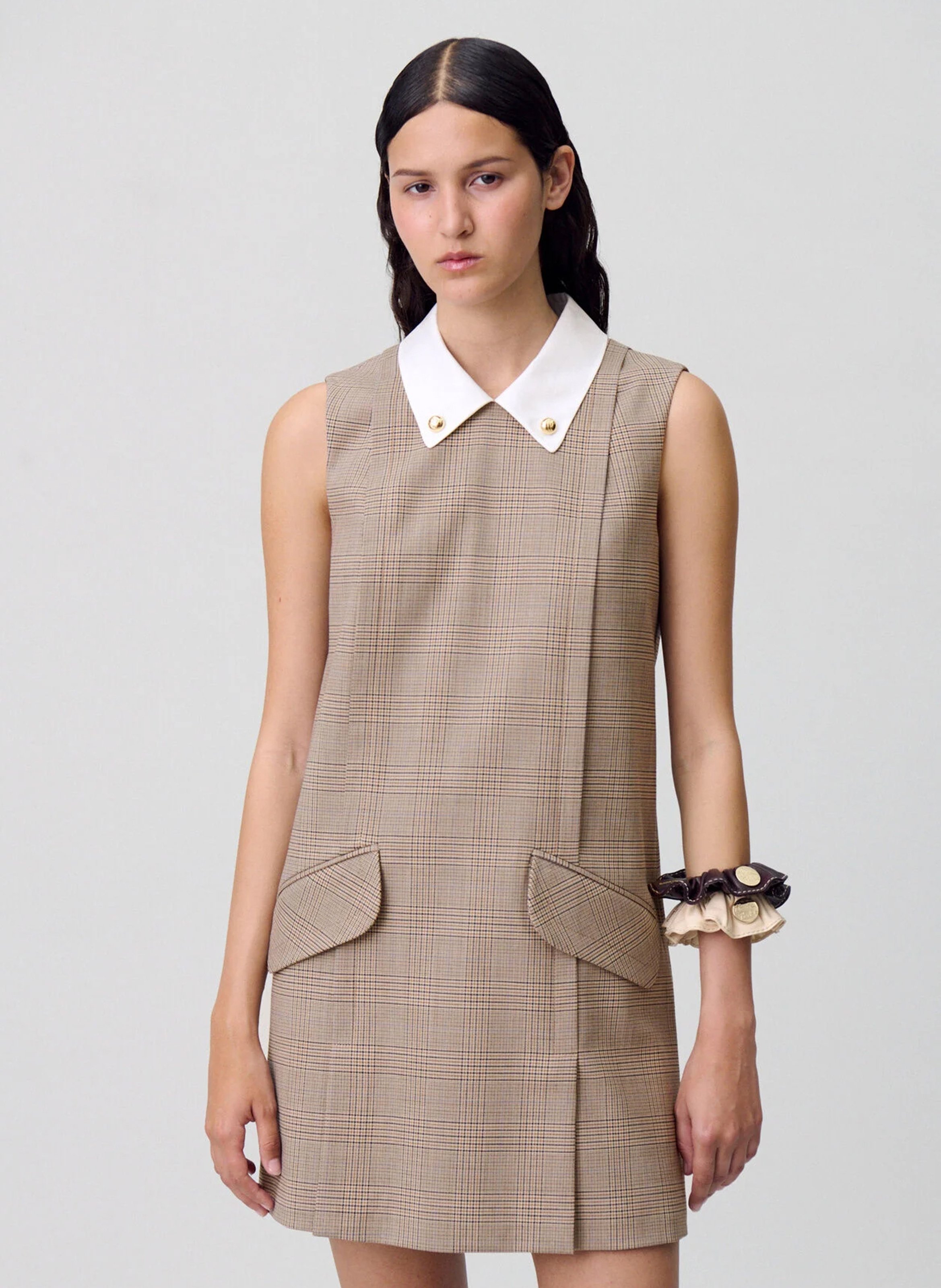 Robe coourte col contrasté en laine mélangée CLAUDIE PIERLOT Multicolore