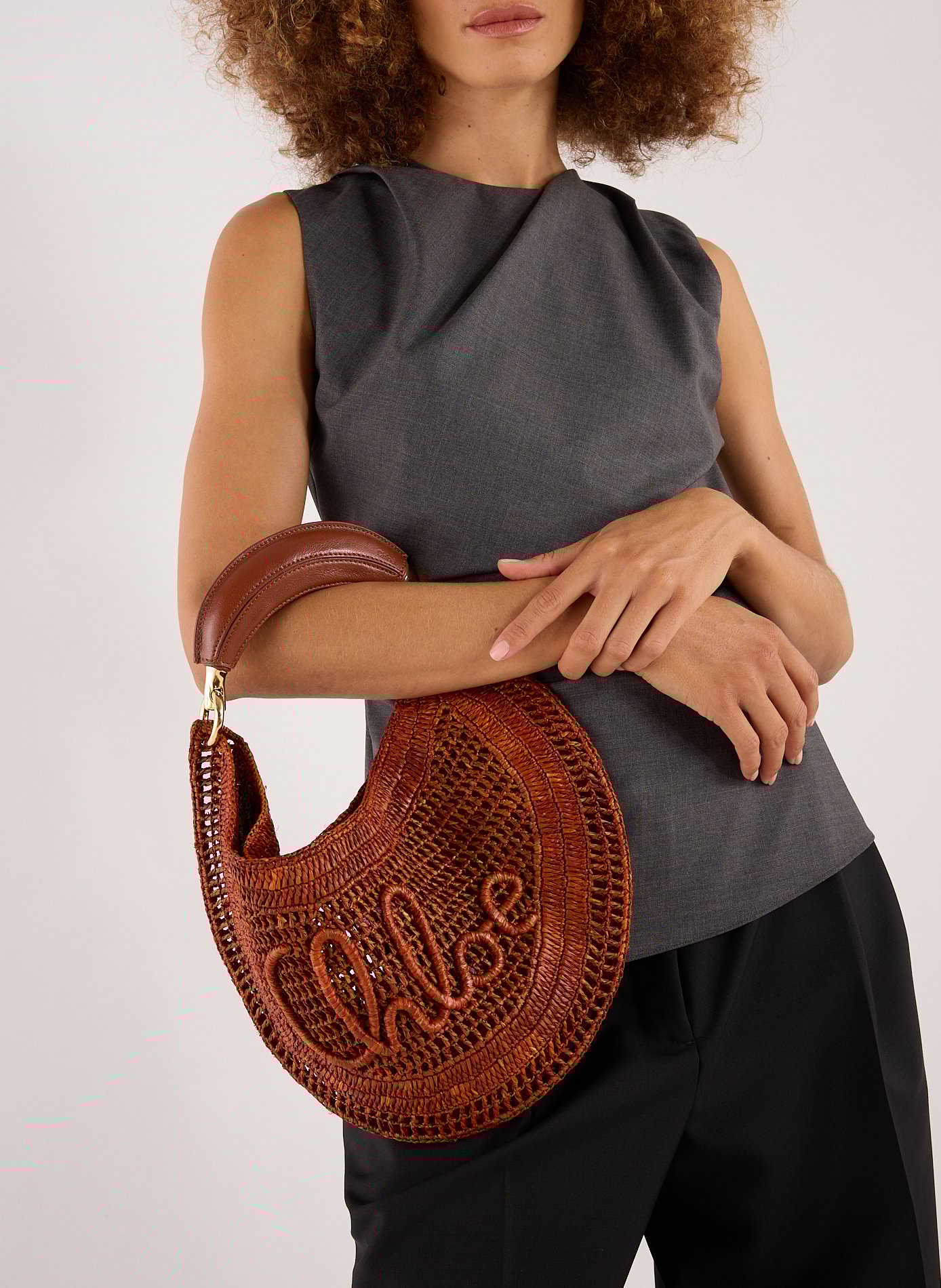 Sac à main Hobo Summer Banana en raphia CHLOÉ Marron