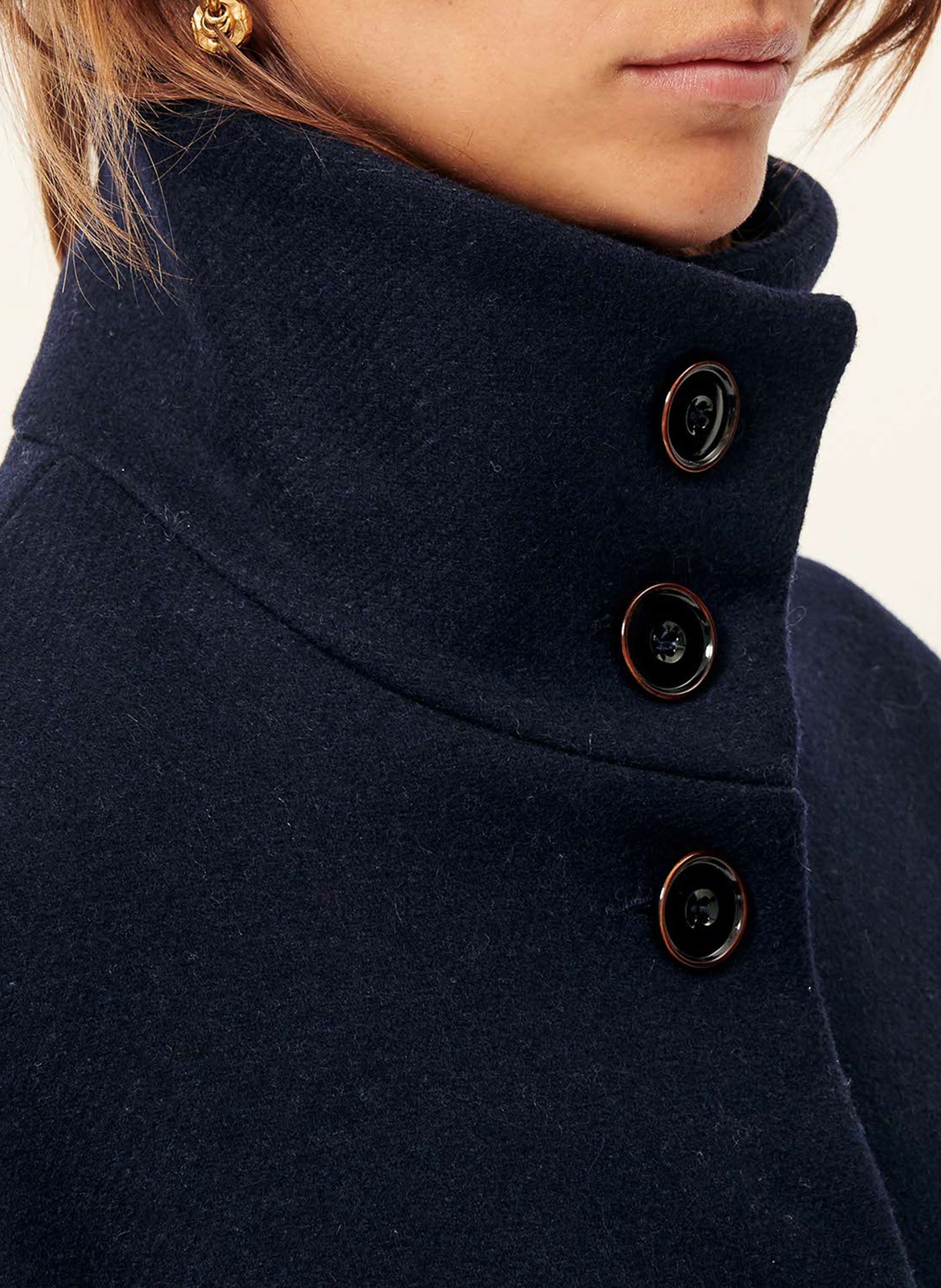 Manteau col montant en laine mélangée paradise SESSUN Bleu