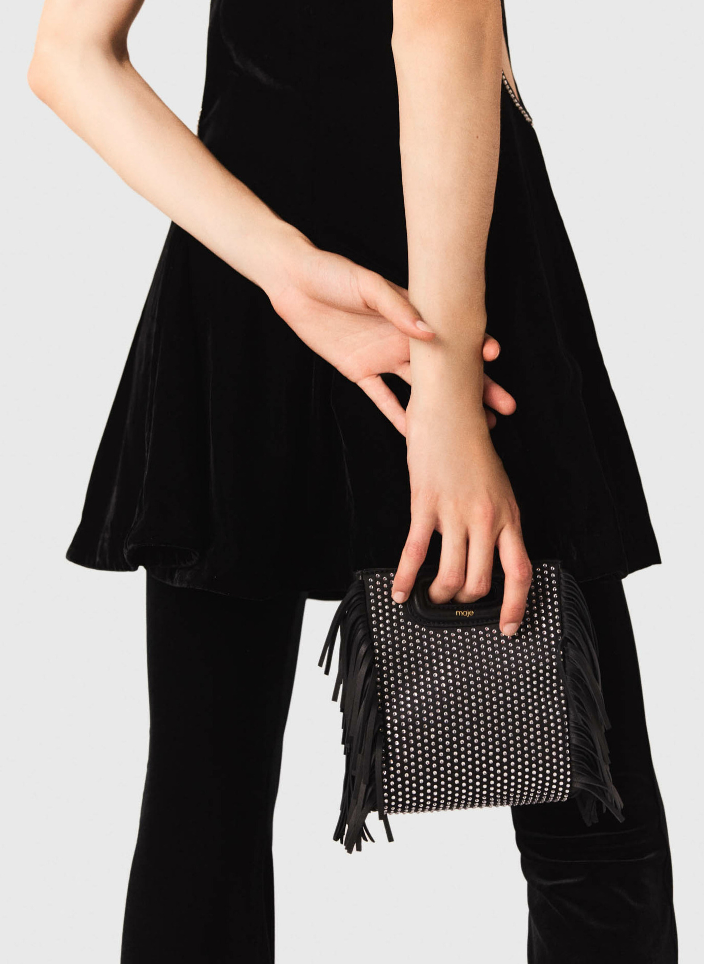 Robe courte évasée col rond MAJE Noir