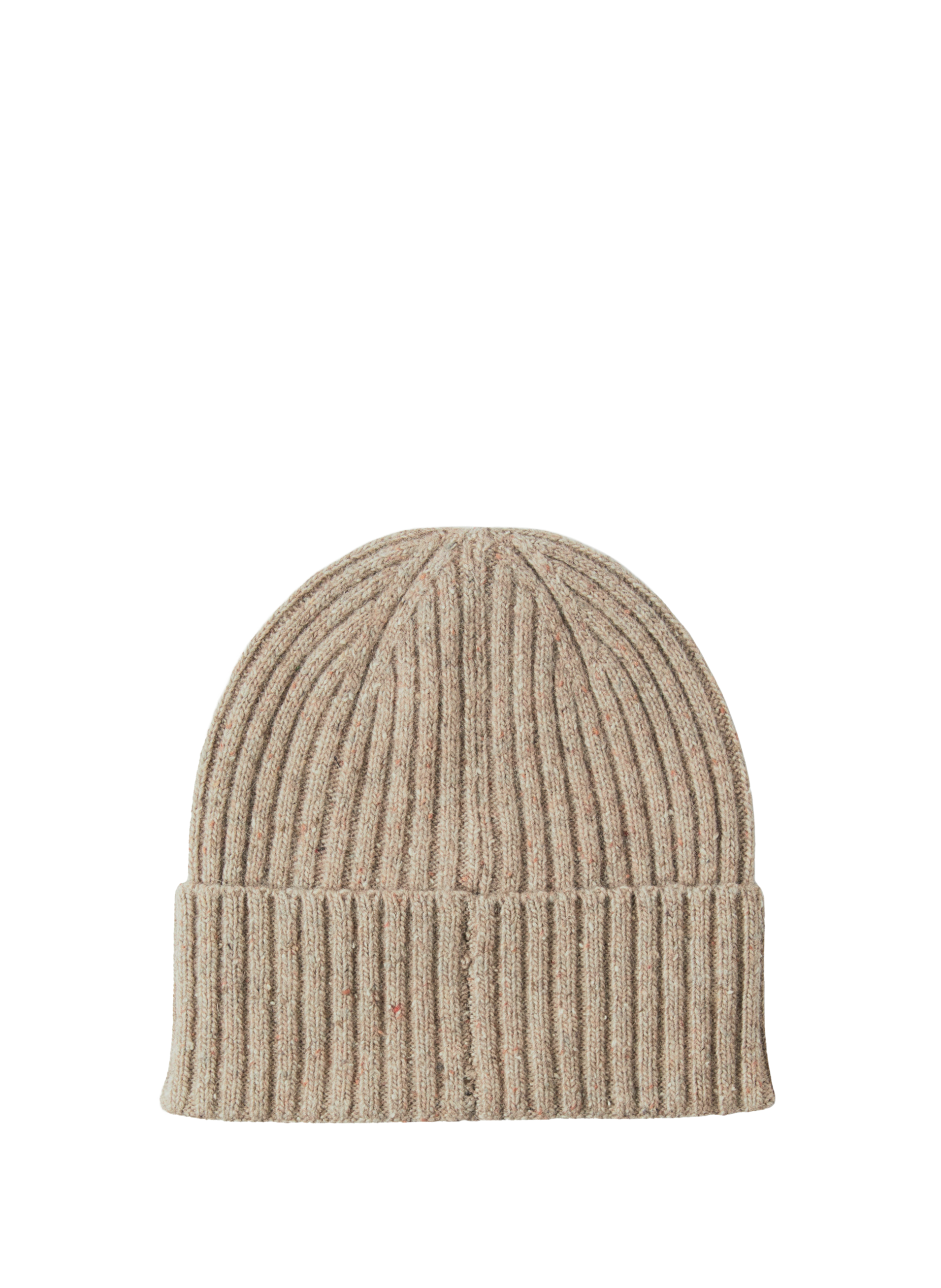 SELECTED Ribbed wool blend beanie Beige