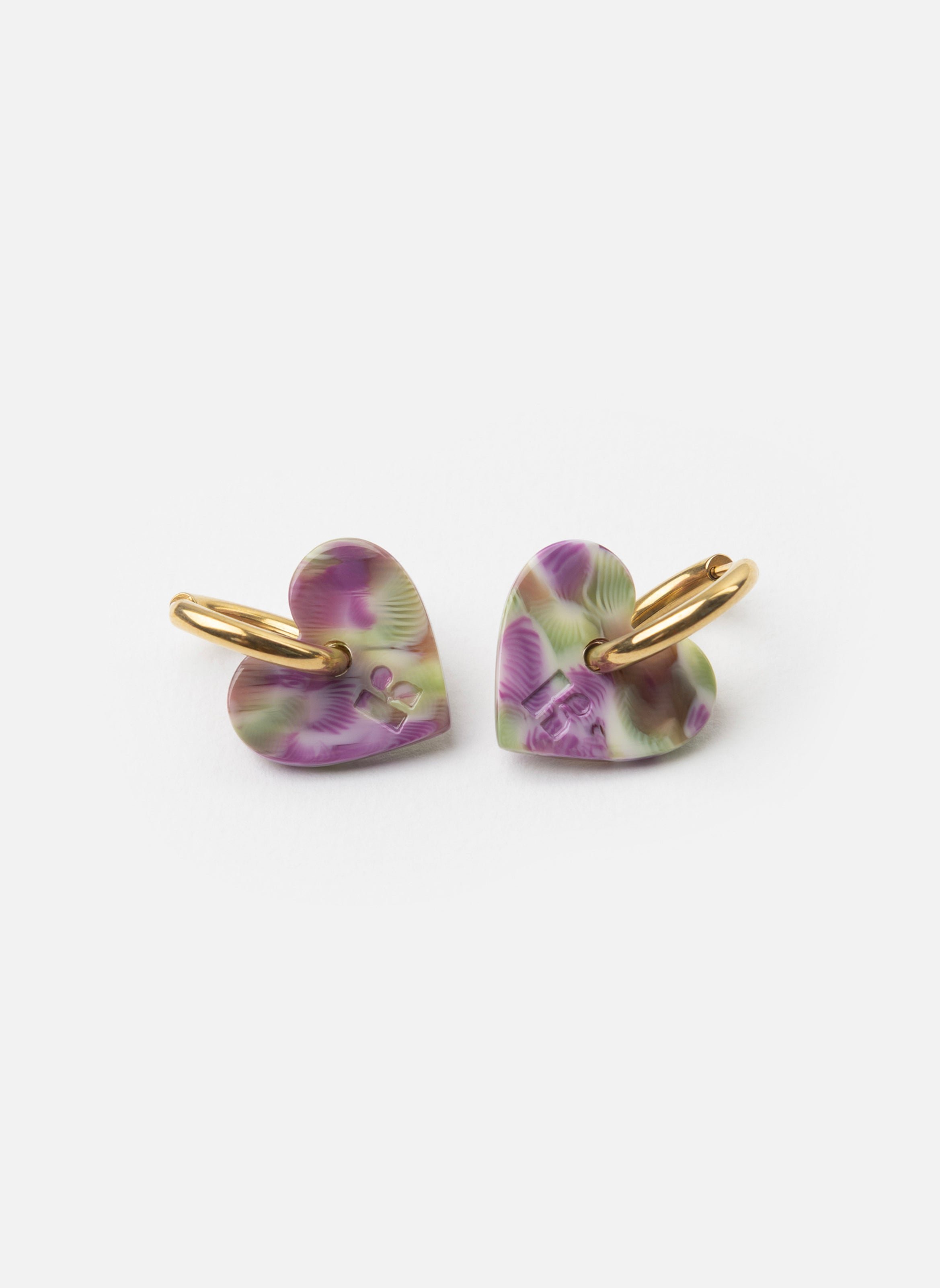 Boucles d'oreilles lova lova avec anneaux en acier inoxydable doré  Magenta et vert