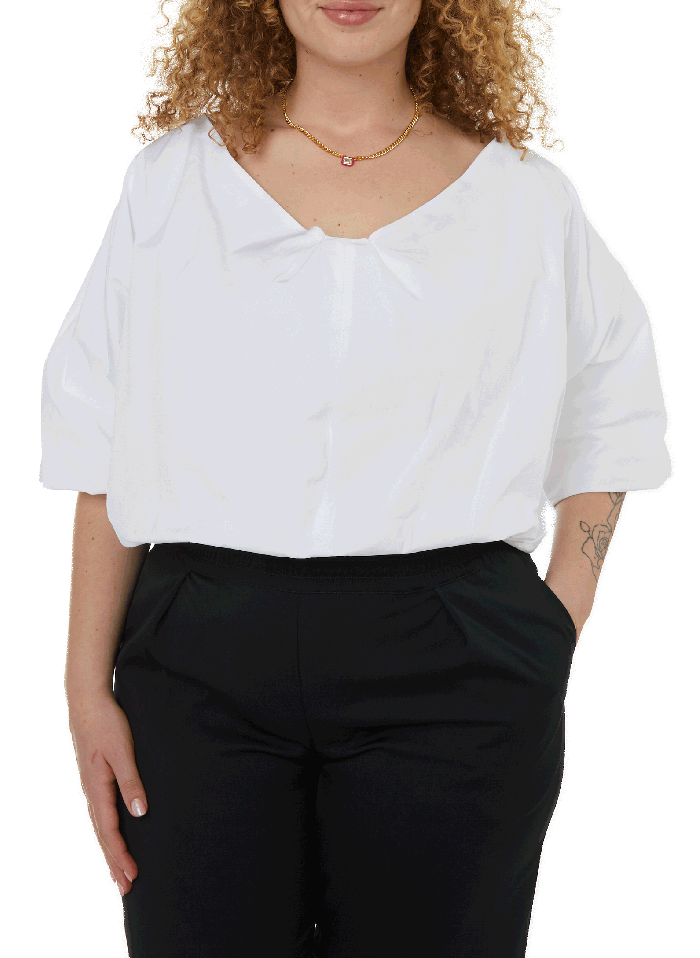 BITE STUDIOS Cropped cotton blouse  White