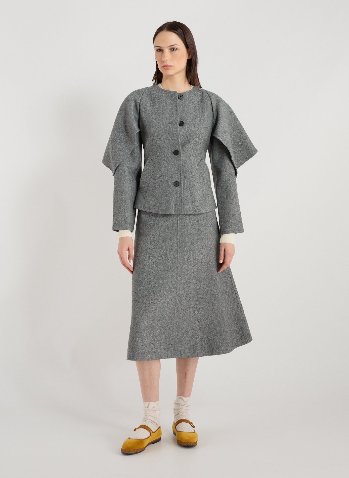 Midi wool and cashmere blend skirt R2W Grey