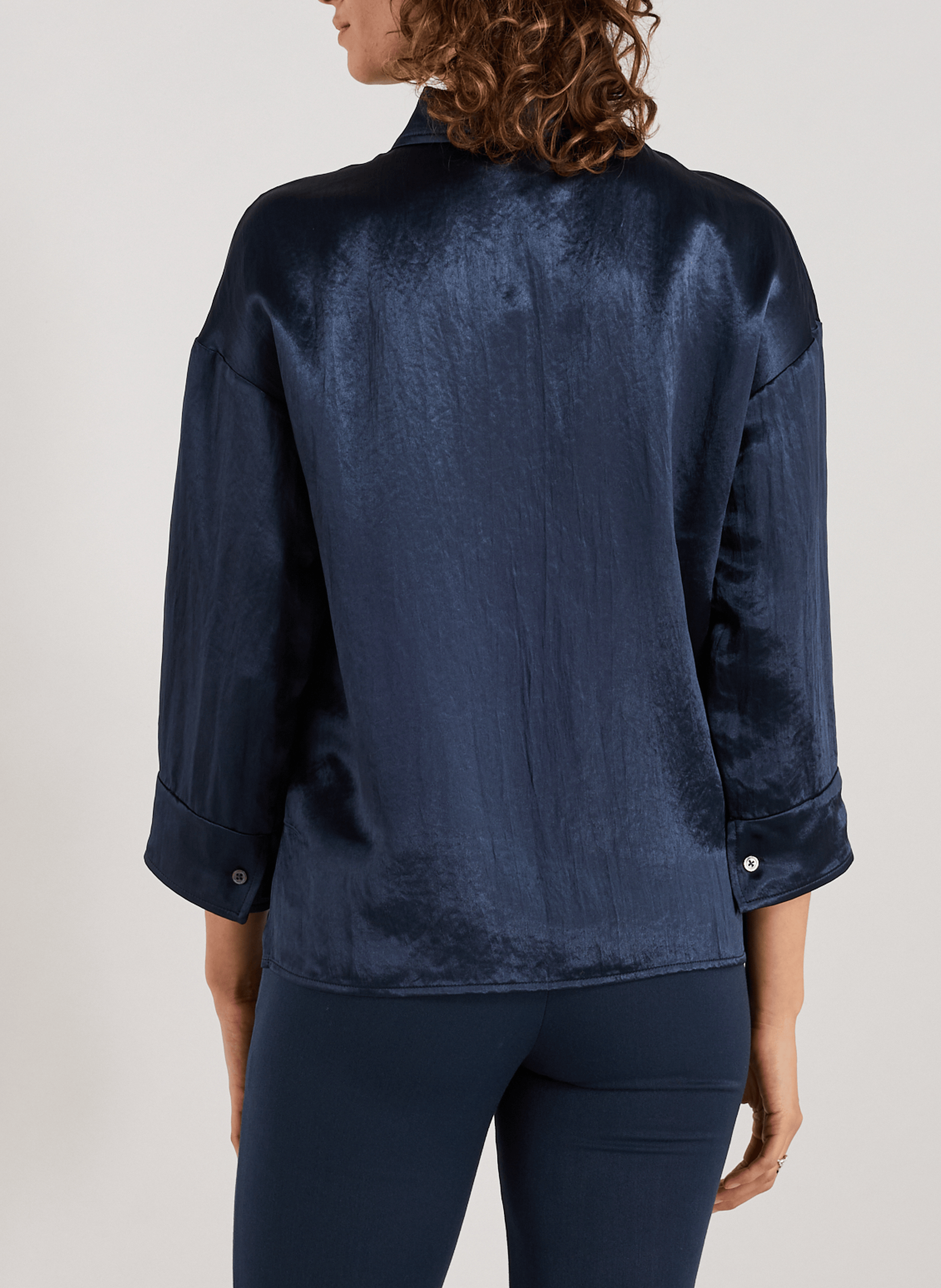 Chemise satinée col classique en acétate BELLEROSE Bleu