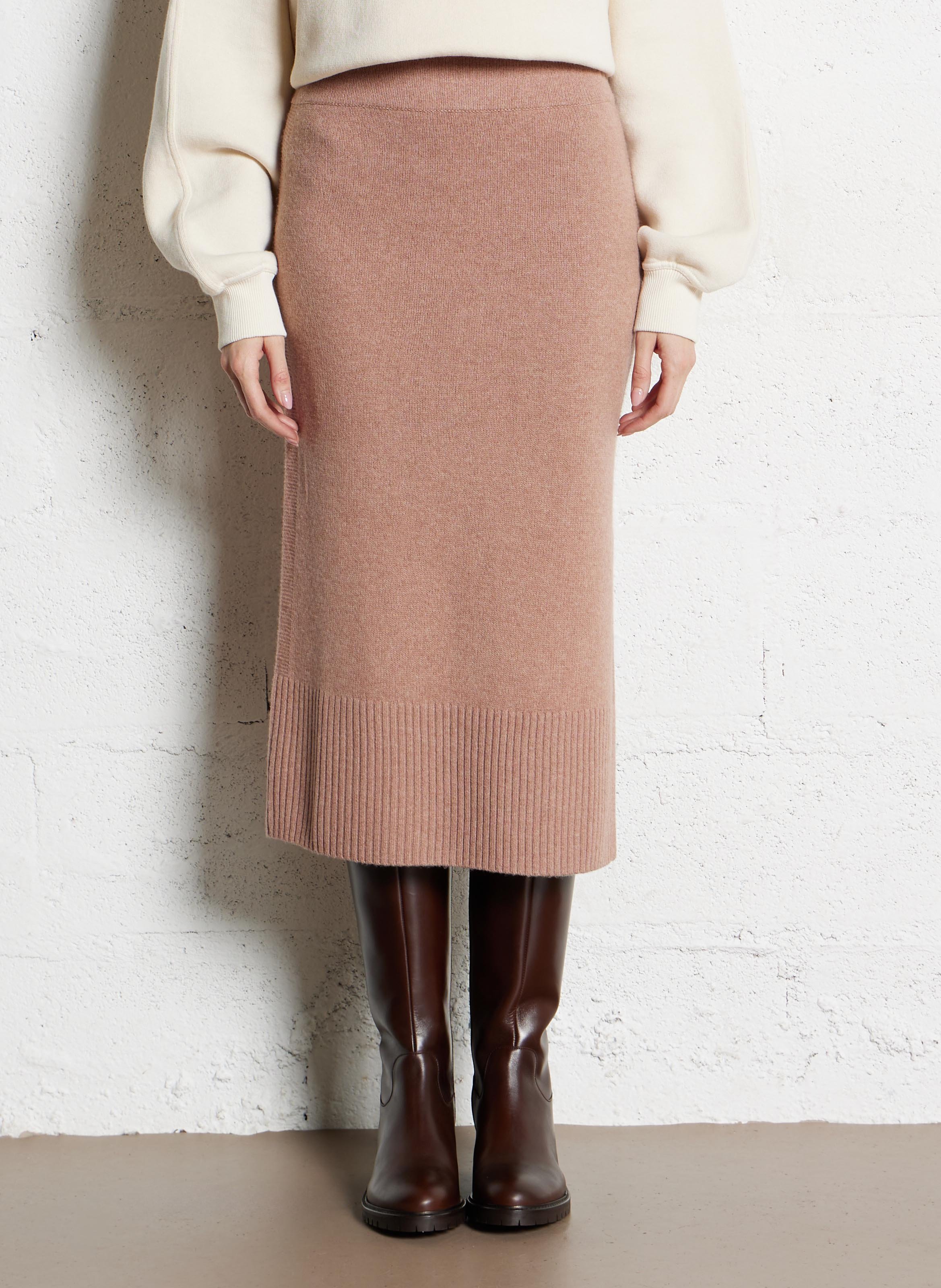 Jupe droite midi en laine emilie MAISON 123 Rose