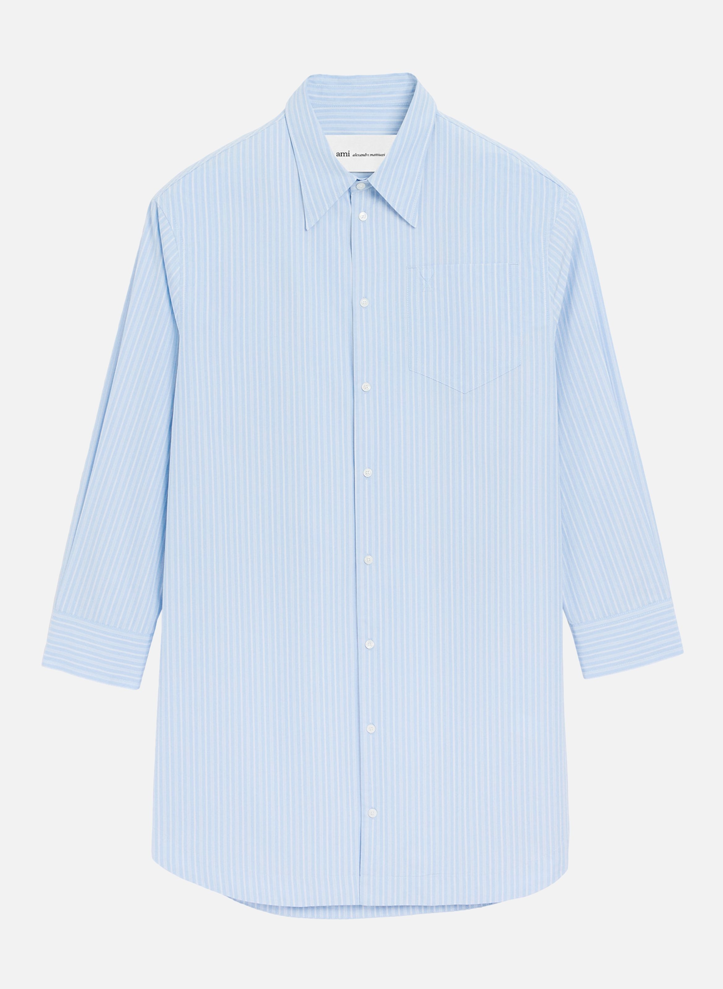 Chemise large ami de coeur unisexe en coton BleuAMI PARIS