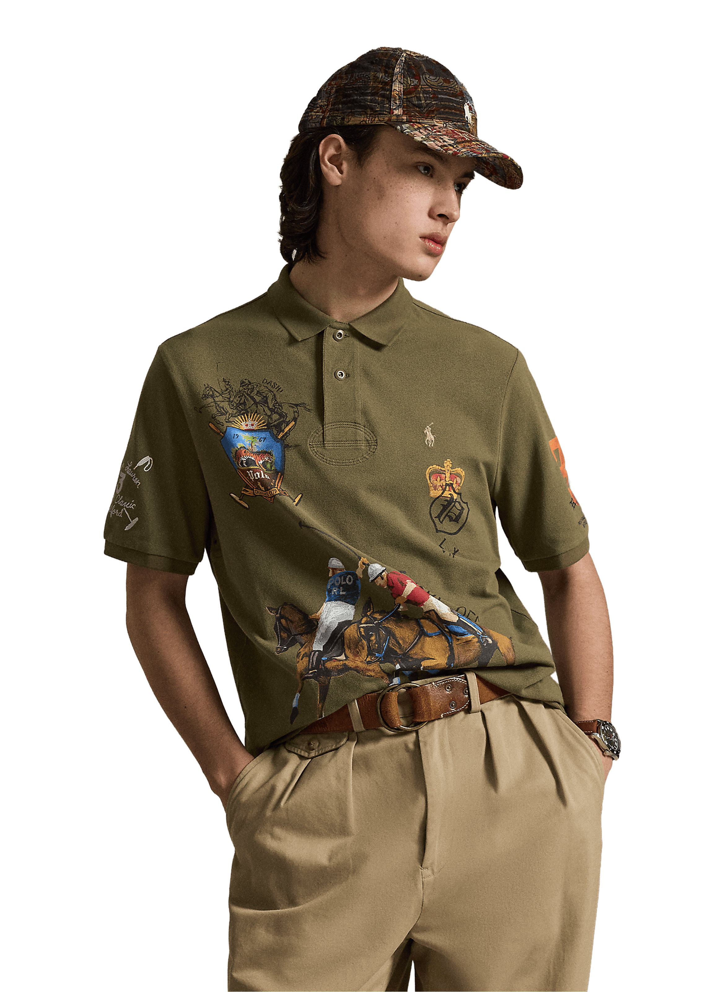 Printed short-sleeve cotton polo POLO RALPH LAUREN Green