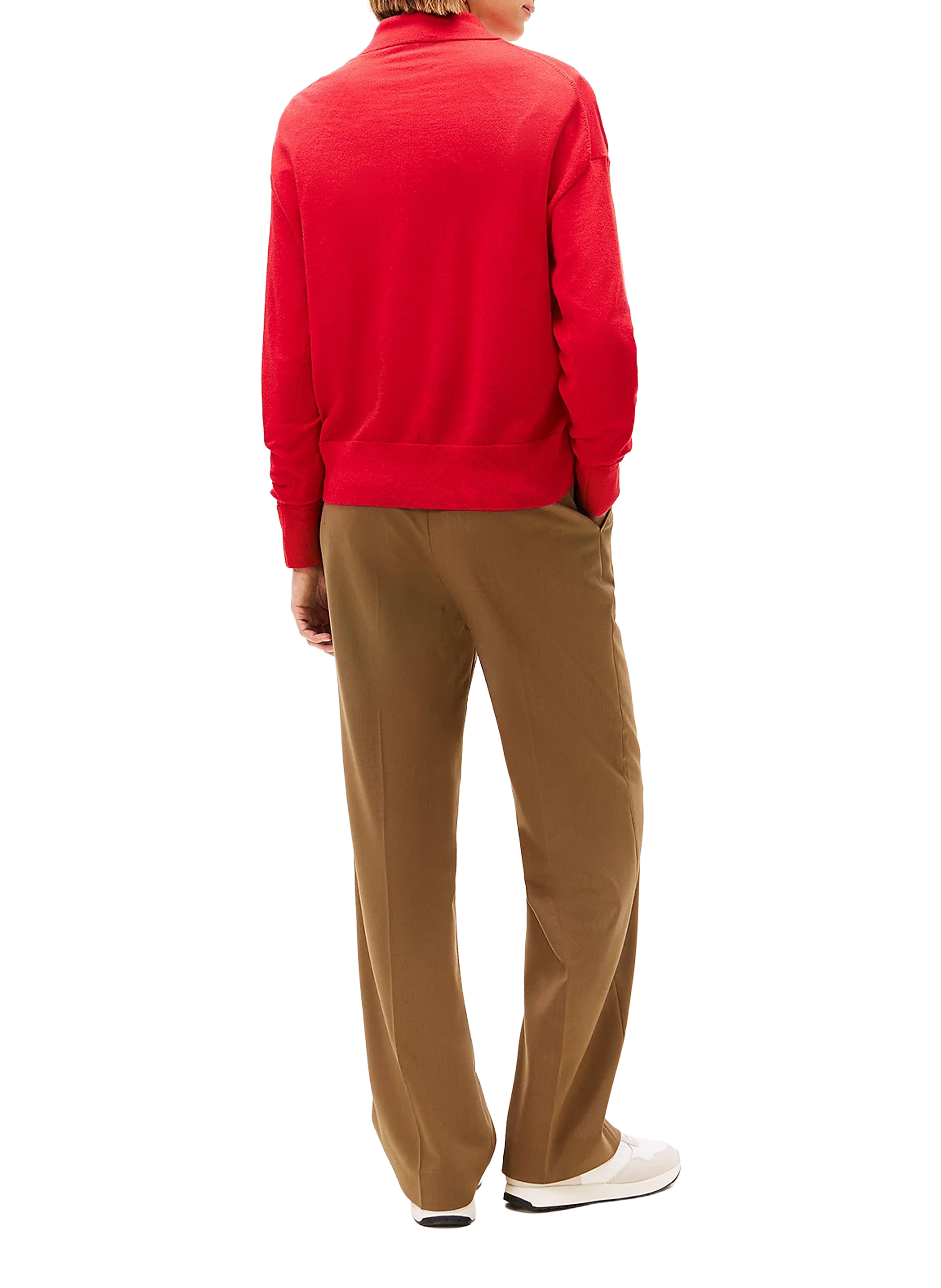 Polo à manches longues en laine et soie TOMMY HILFIGER Rouge