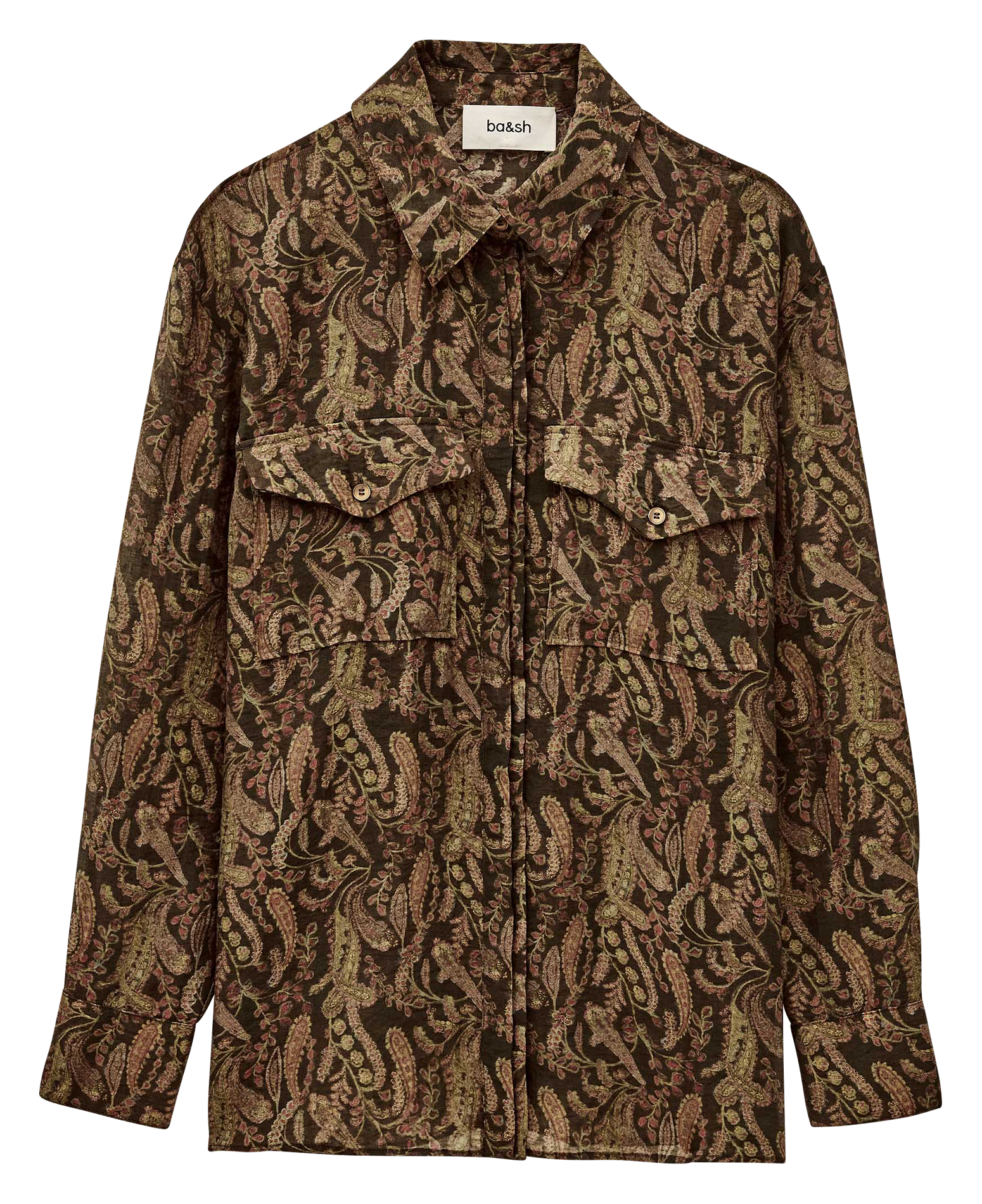 Chemise droite col classique imprimée tao BA&SH Kaki