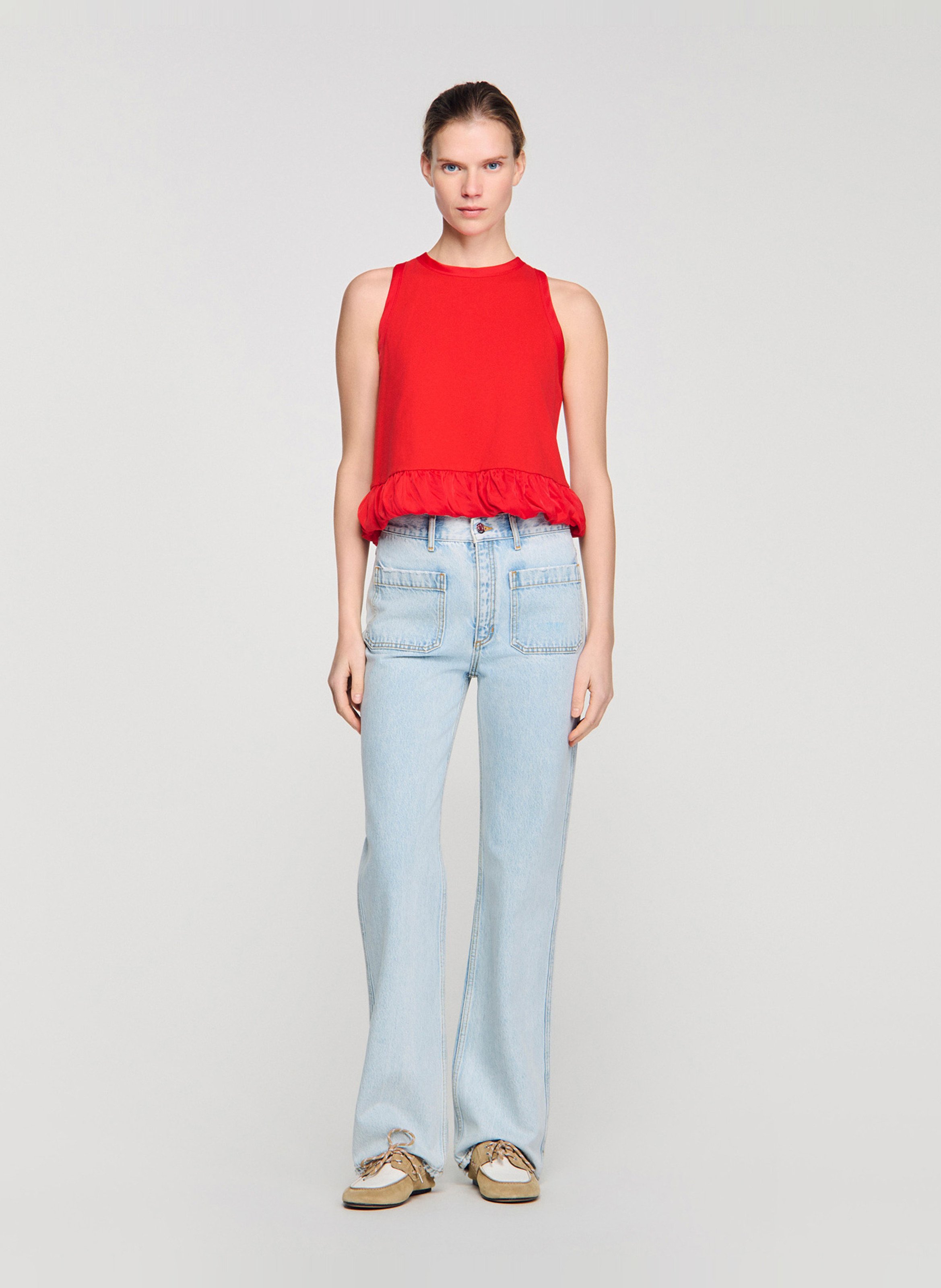 Jean droit en coton SANDRO Bleu