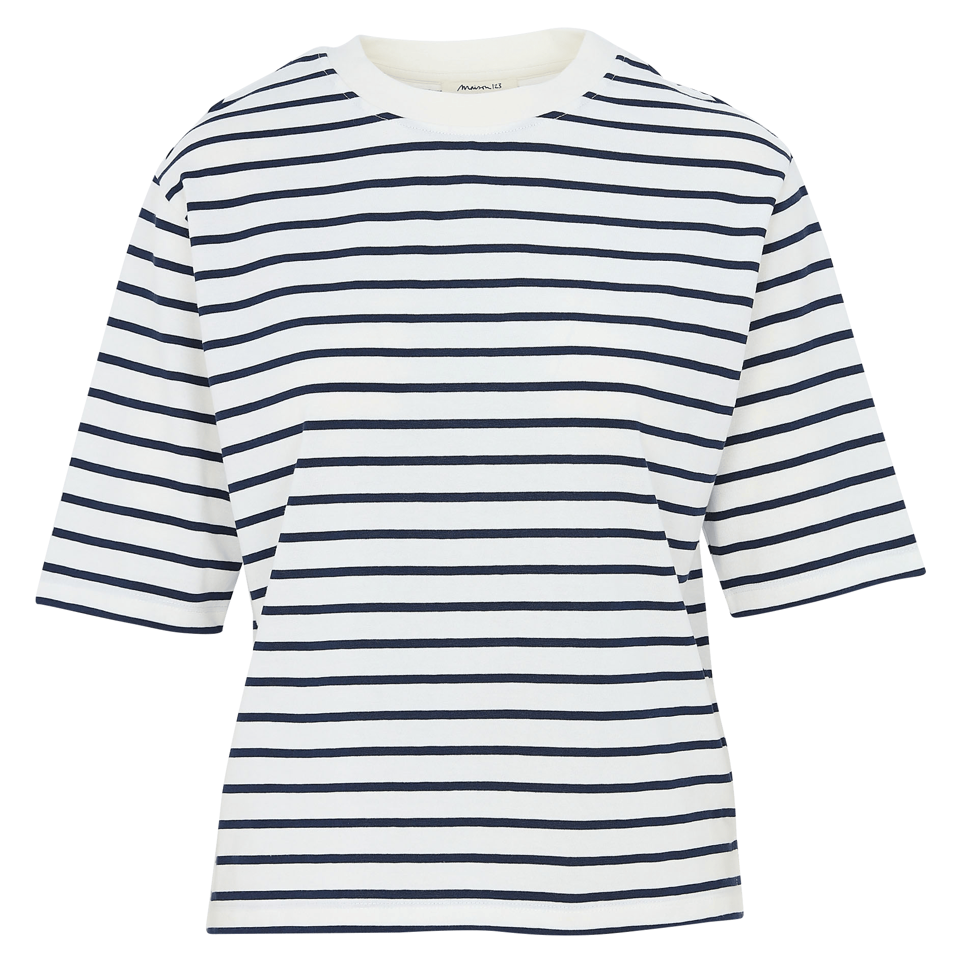Tee-shirt droit col rond en coton lisette MAISON 123 Bleu