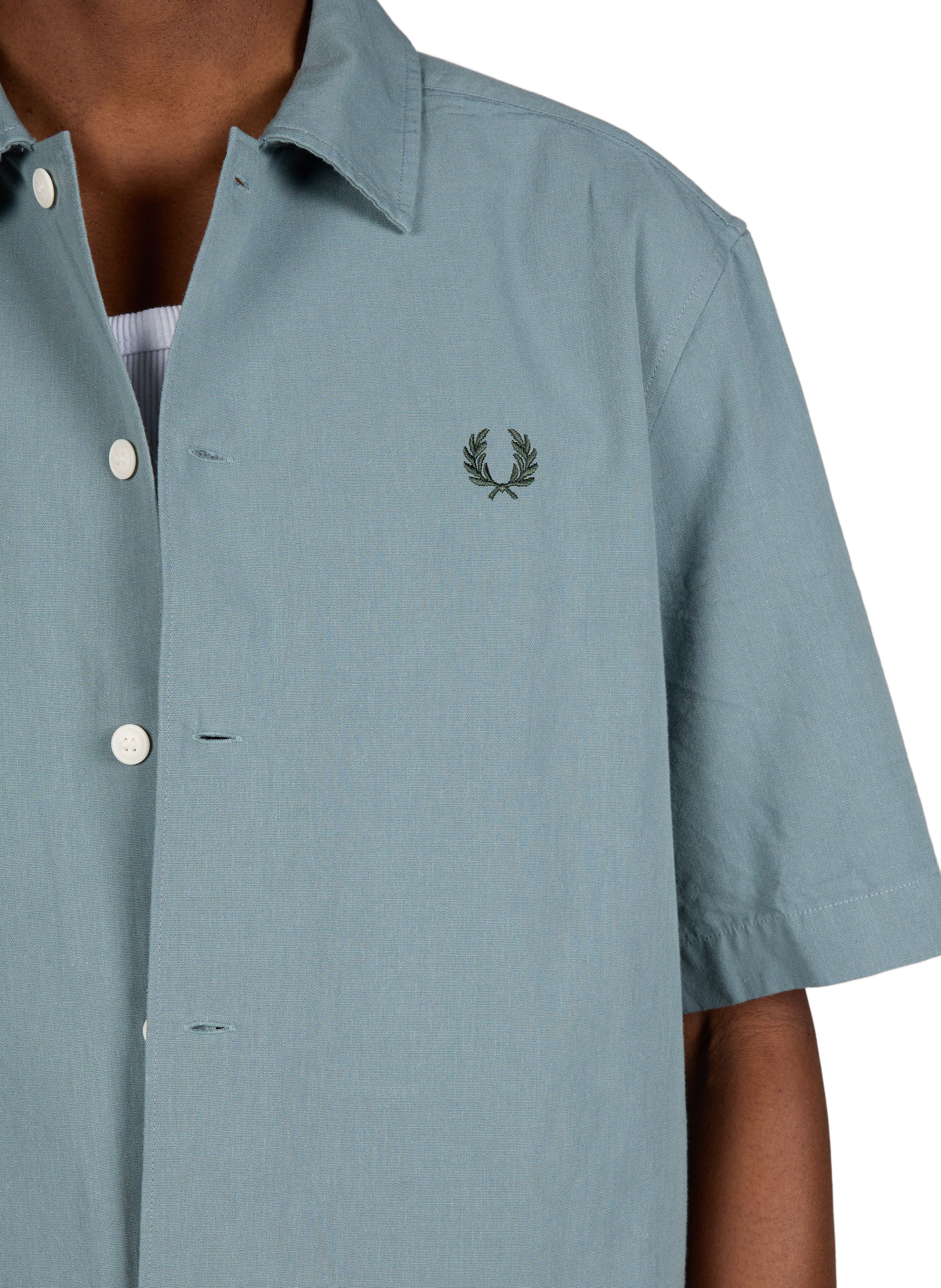 Chemise droite à manches courtes en coton FRED PERRY Bleu