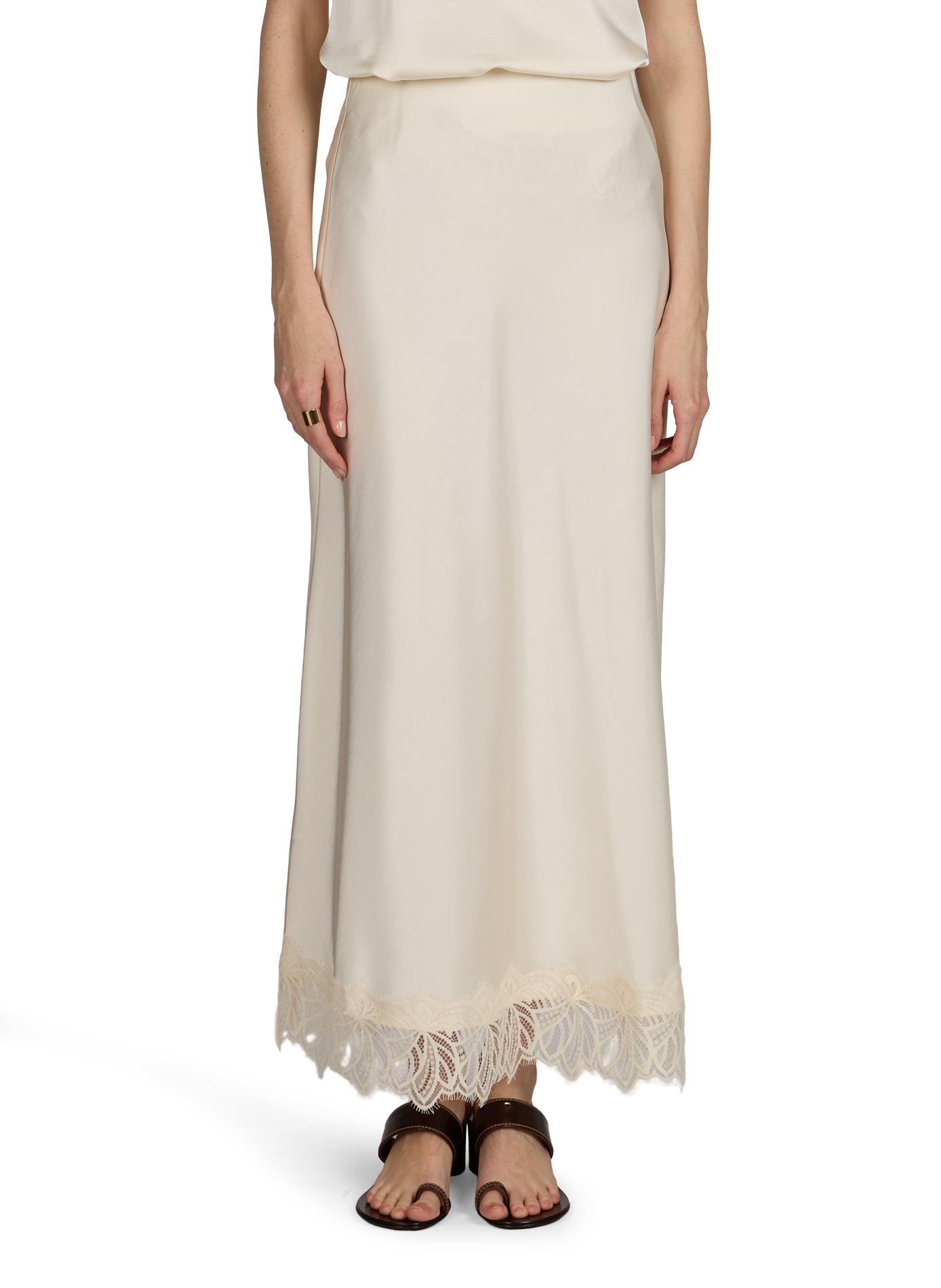 Viléa Long Flowy Skirt VILA Beige