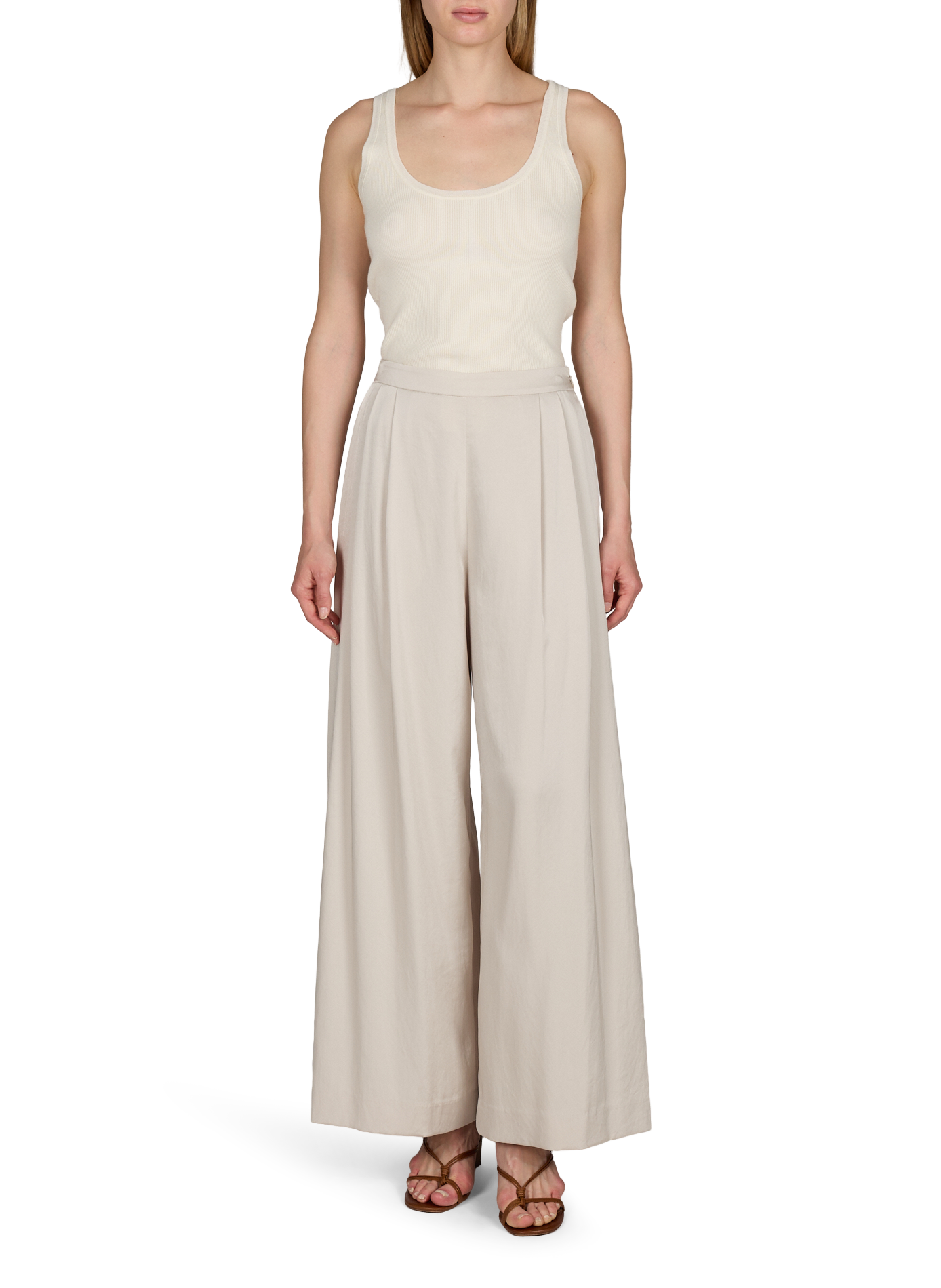 Satin Wide Leg Pants R2W Beige