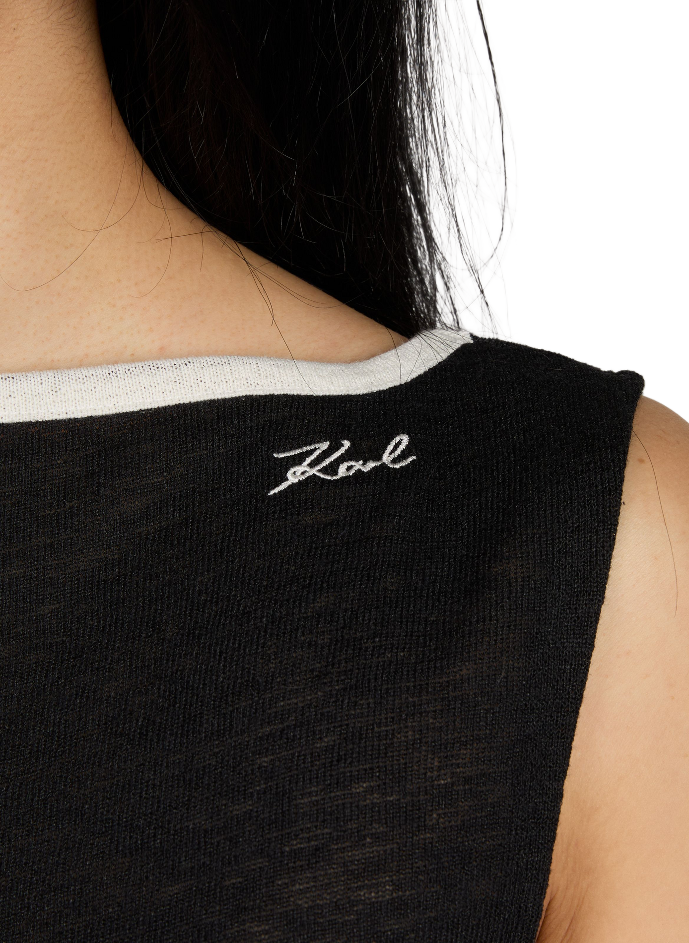 Sleeveless Signature Button-Up Top KARL LAGERFELD Black