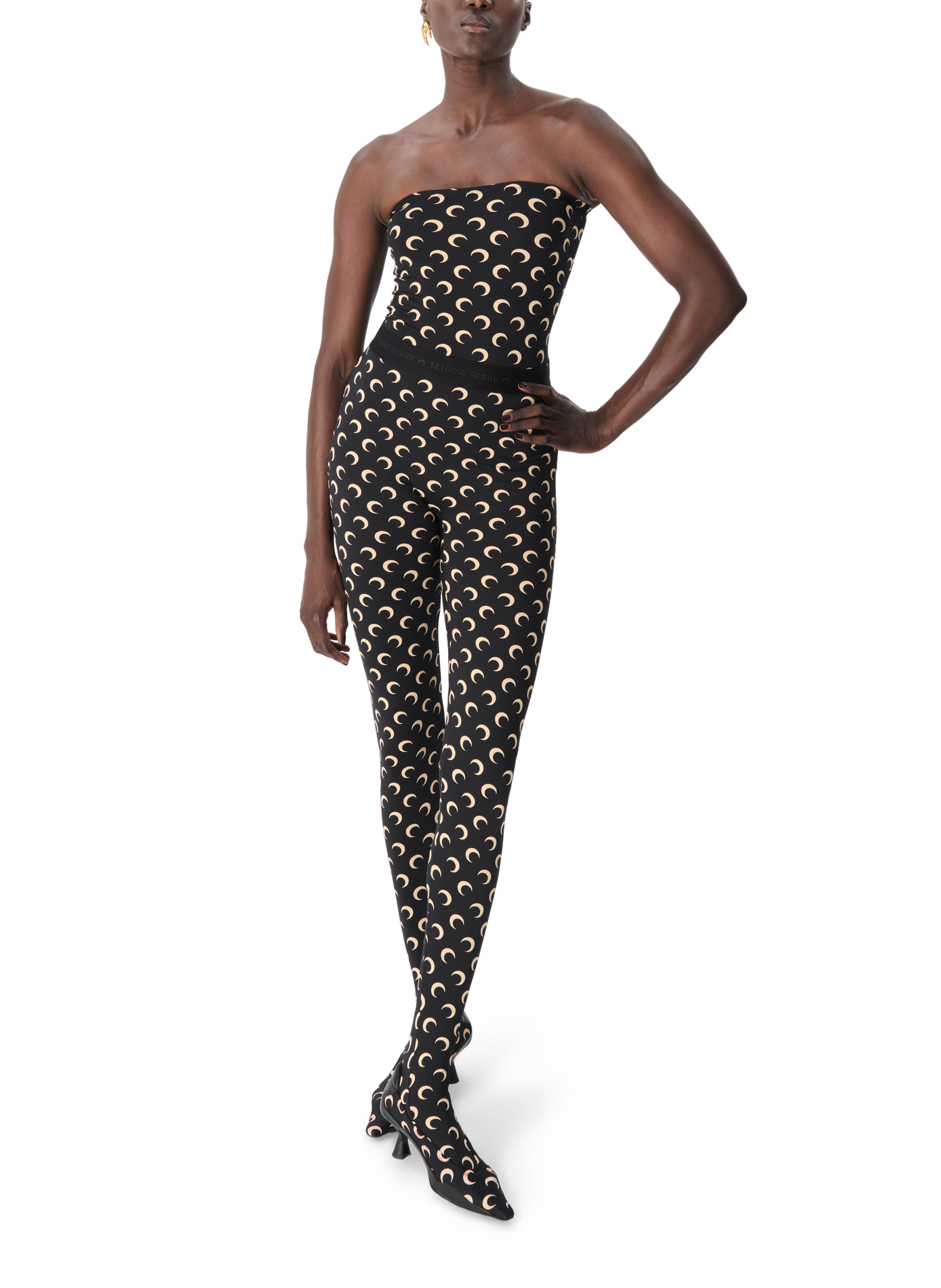 Recycled moon jersey stirrup leggings MARINE SERRE Black