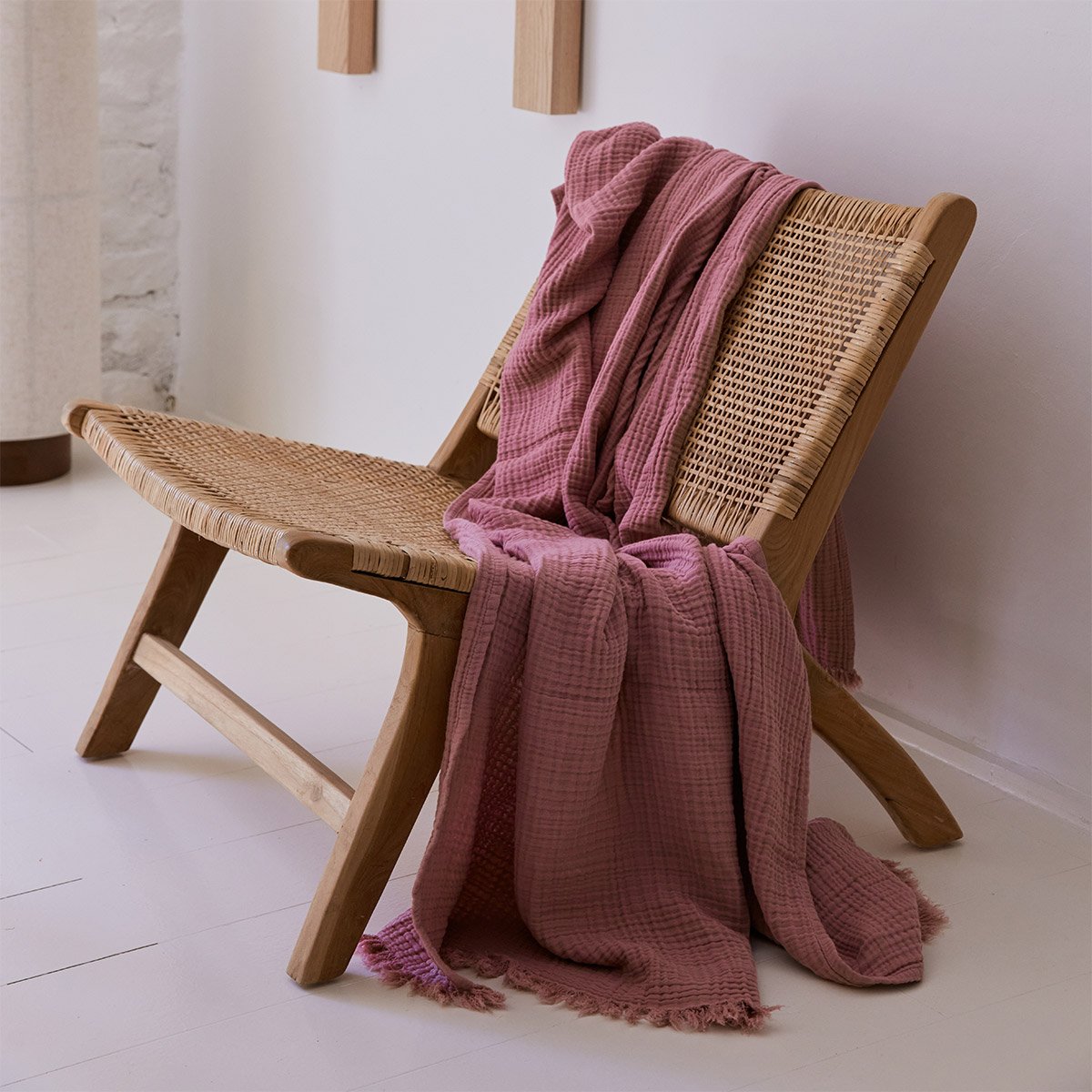 Plaid en gaze de coton, cyclades DESFORGES Bleu