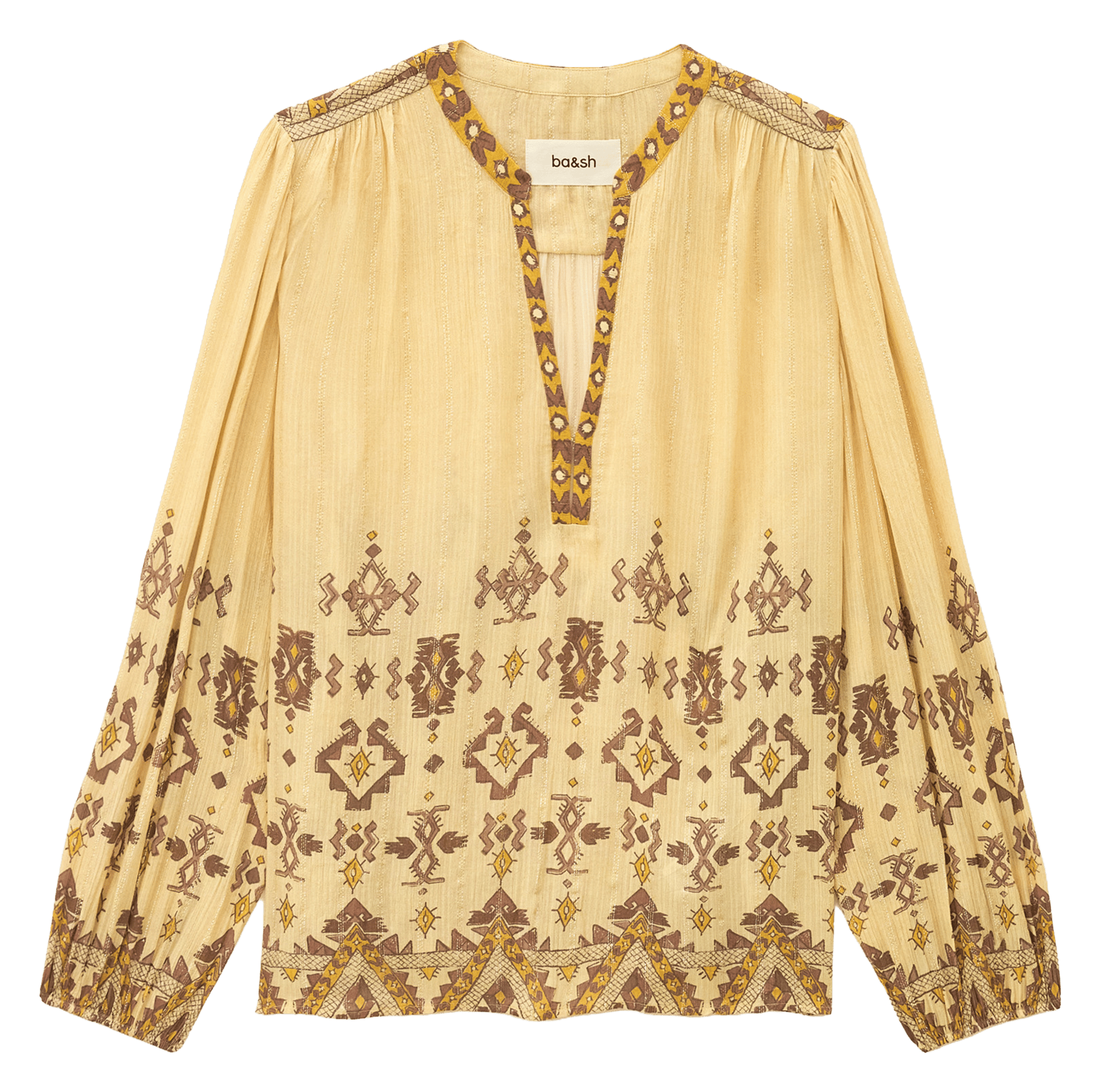 Gedrukte blouse met Tunisie kraag zato BA&SH Geel