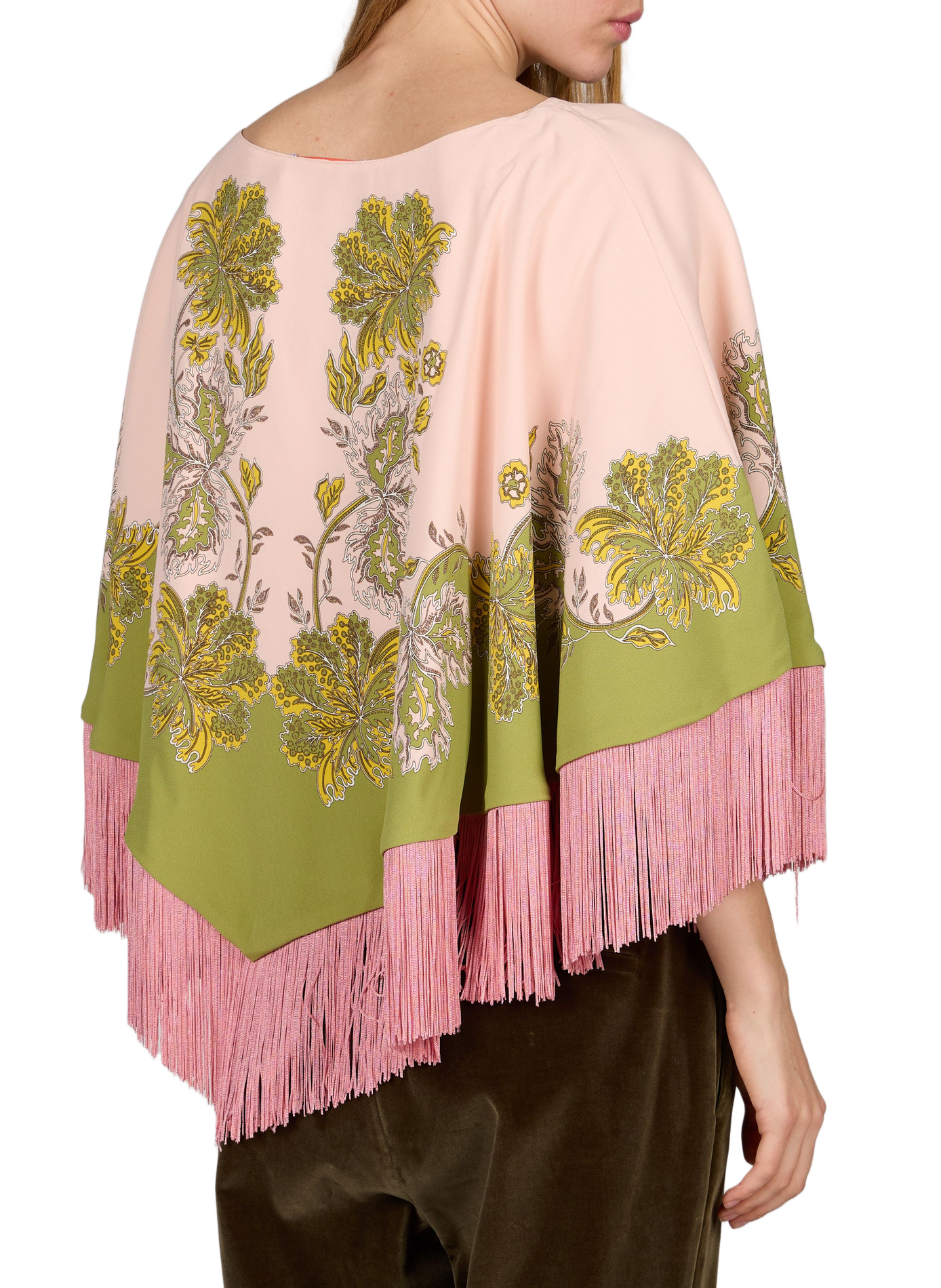 Printed mini fringed poncho LA DOUBLEJ Pink