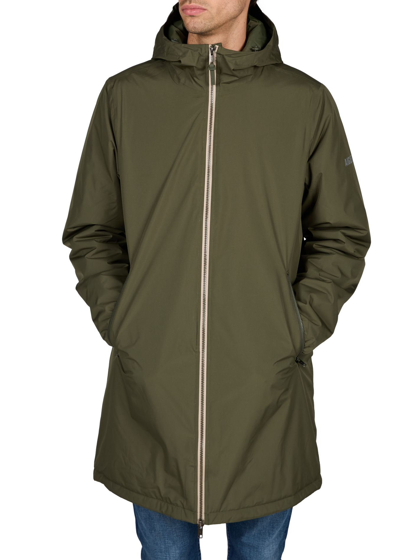 Mid-length parka with oversized hood AIGLE Khaki