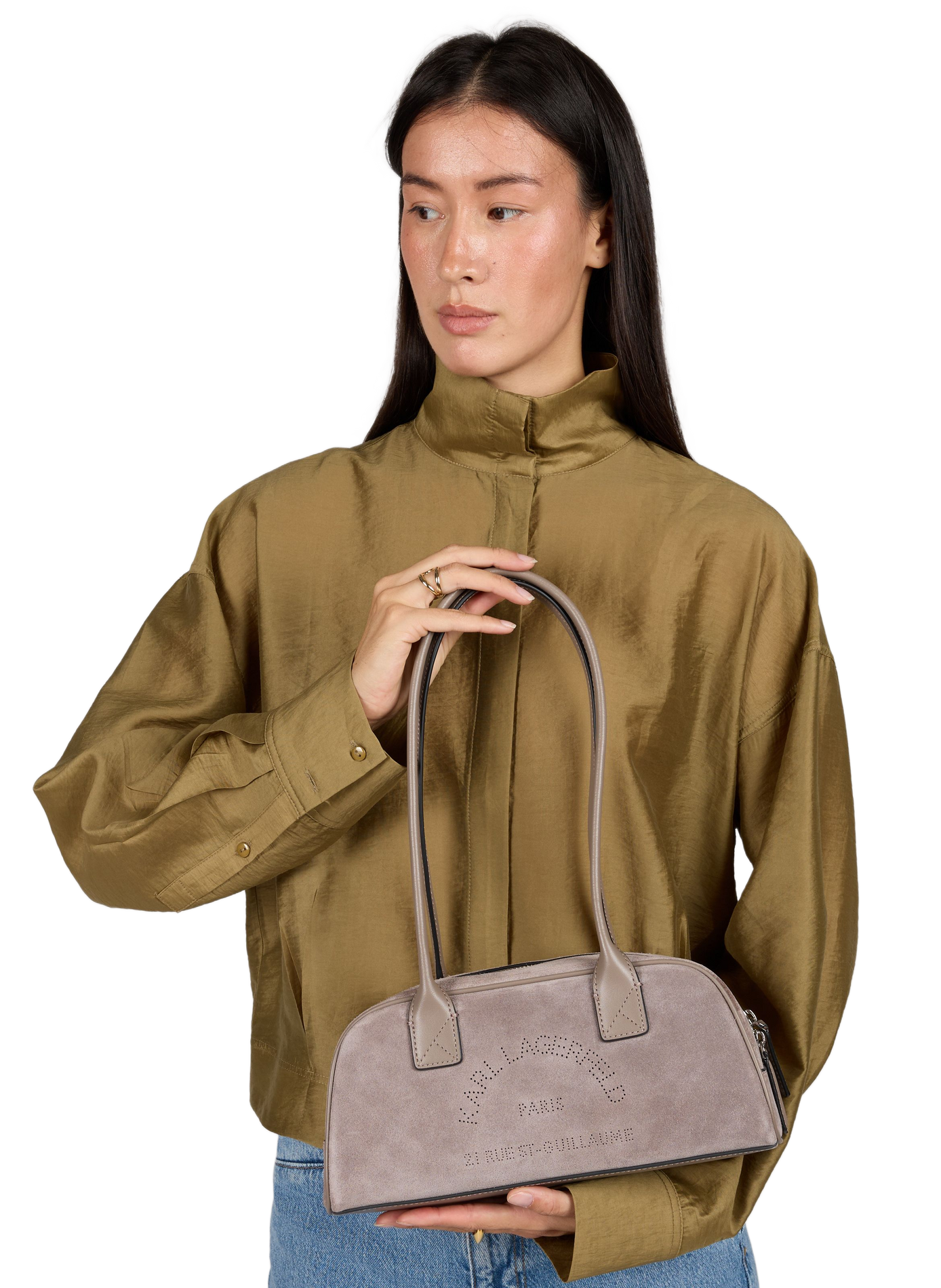K/DAILY suede leather bag KARL LAGERFELD Grey