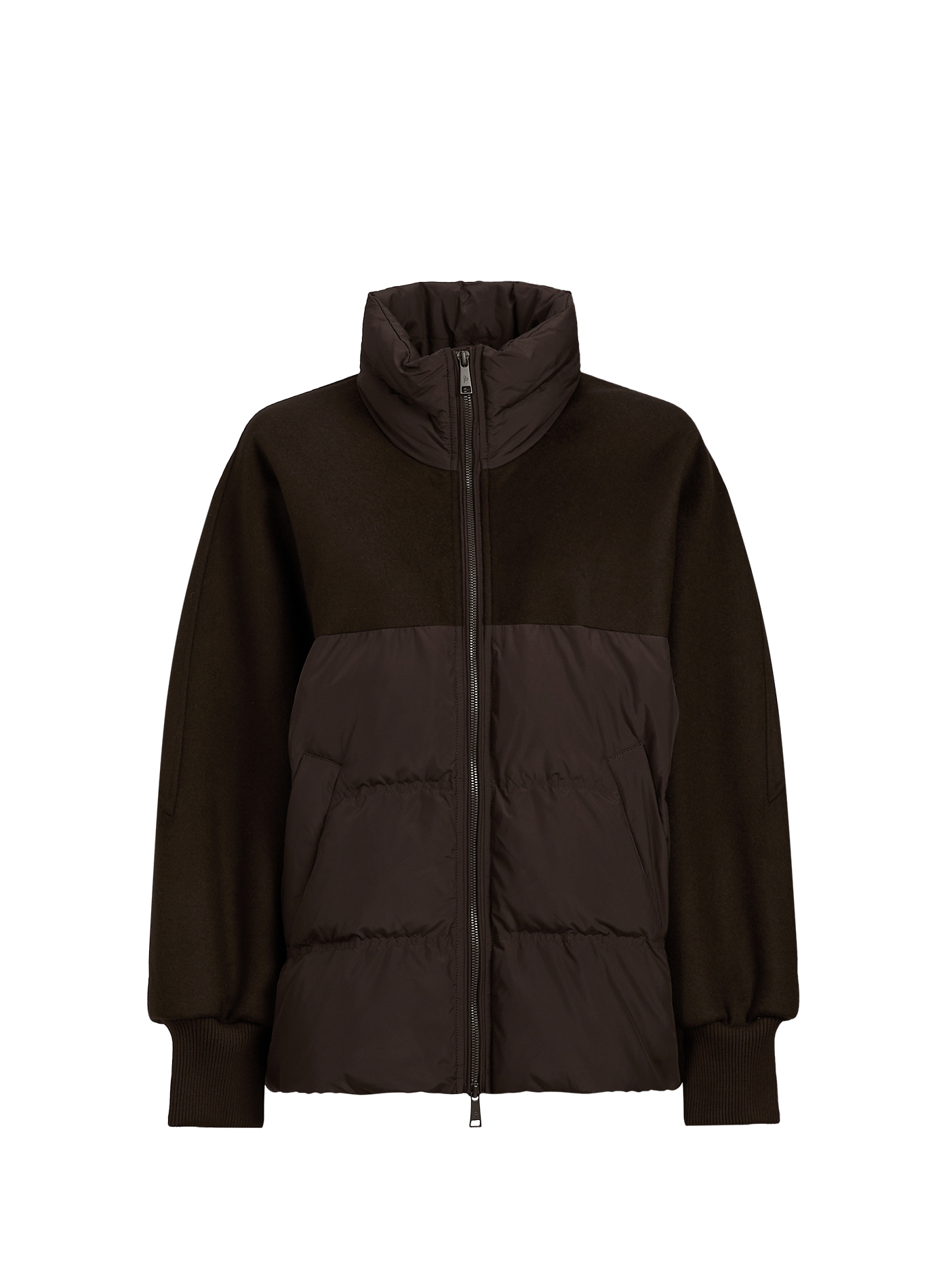Relaxed-fit mixed-material wool-blend jacket by Loretta PALTO Grey