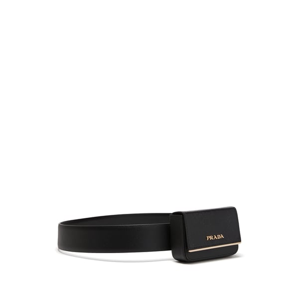 Ceinture en cuir Saffiano avec pochette