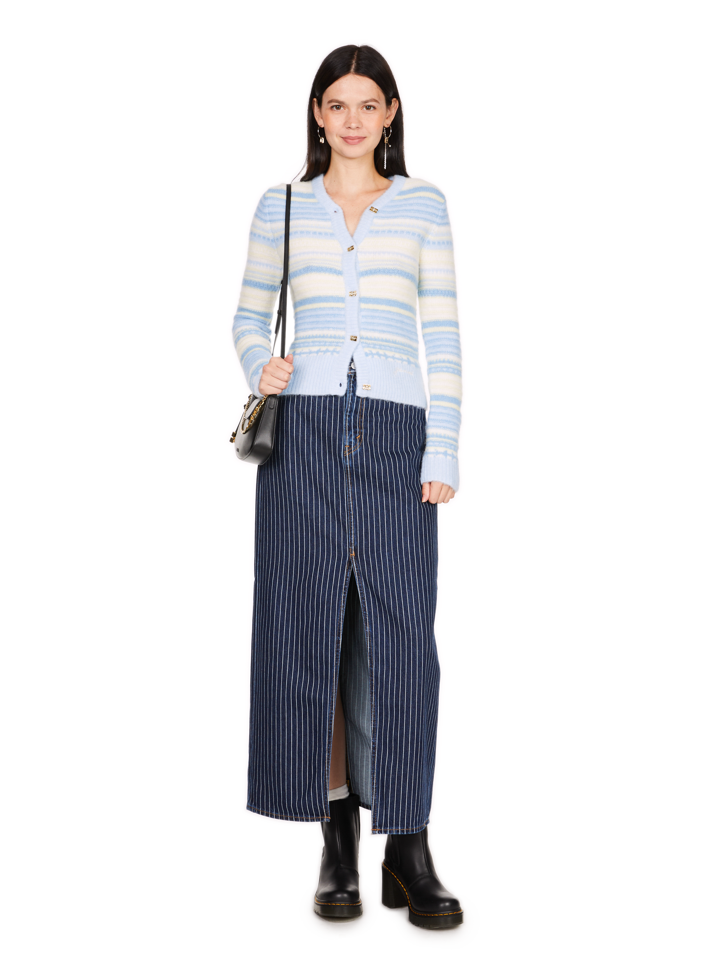 Cardigan à rayures en laine  GANNI Bleu