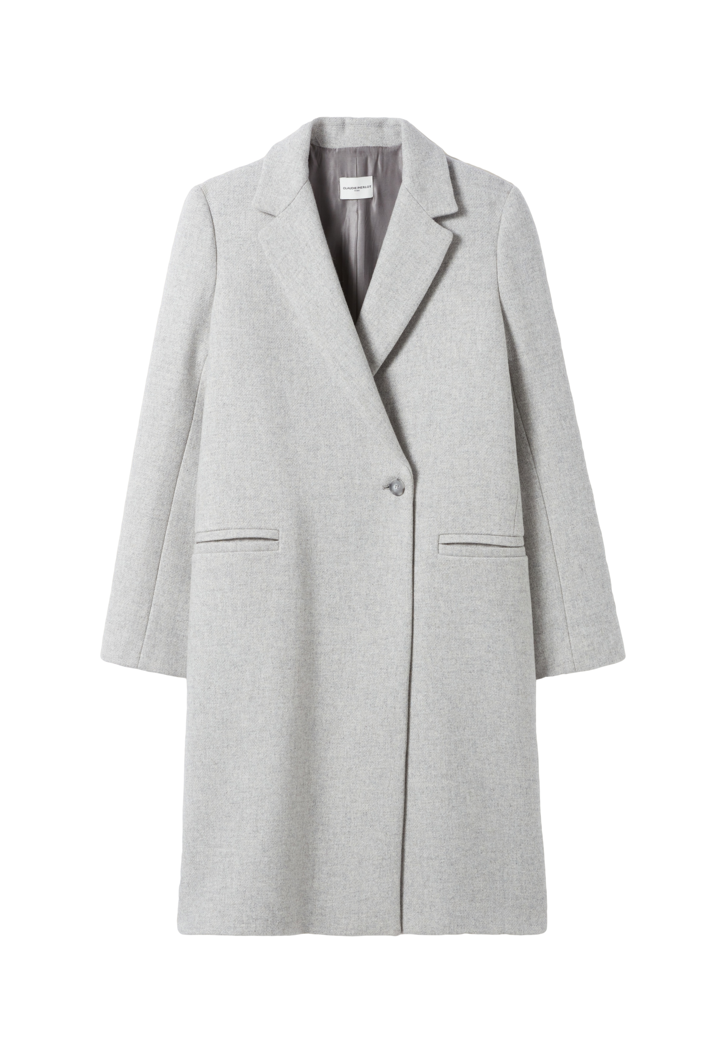 Manteau droit col tailleur en laine mélangée CLAUDIE PIERLOT Gris