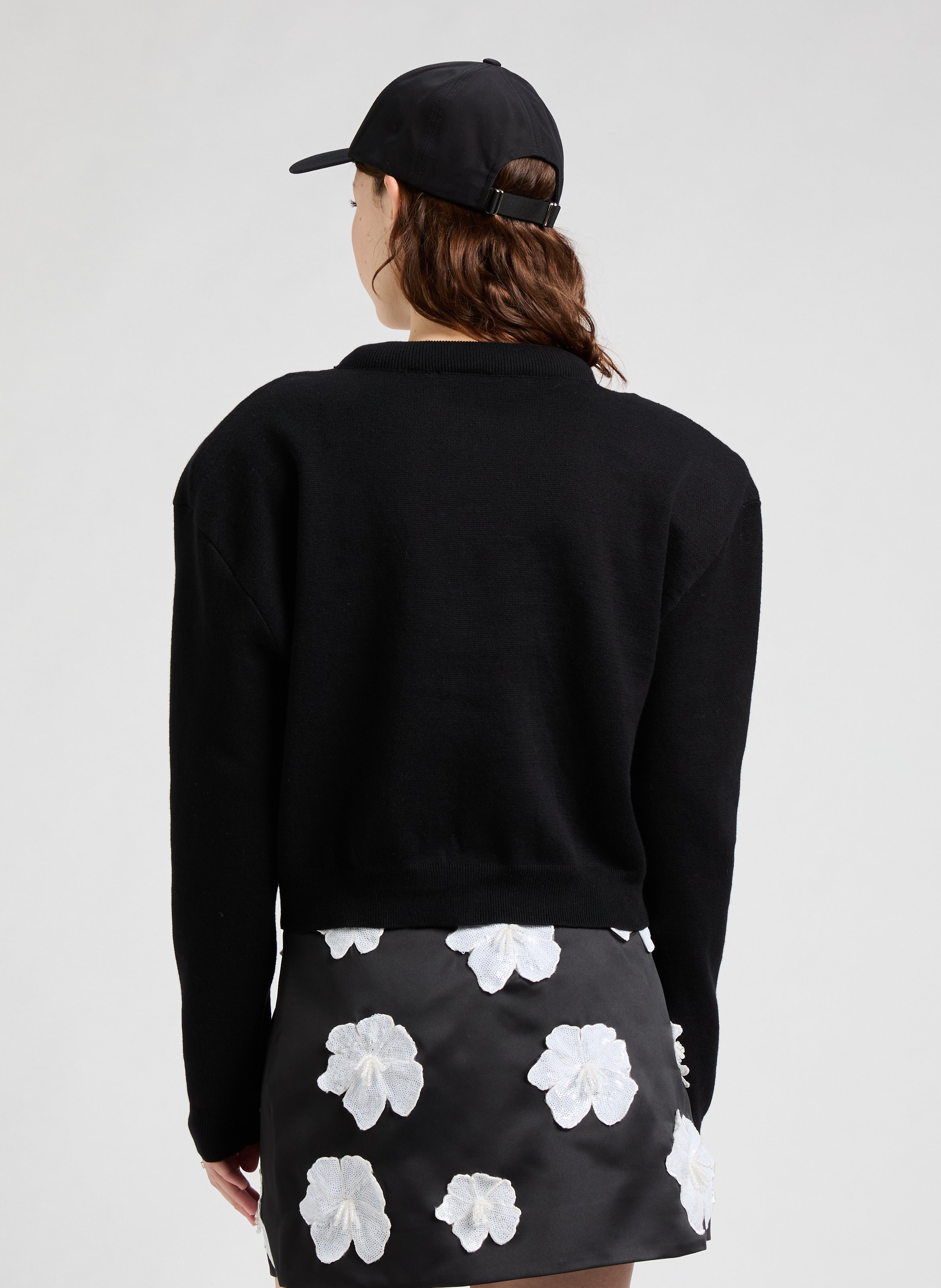 Cardigan en maille ferme ROTATE Noir