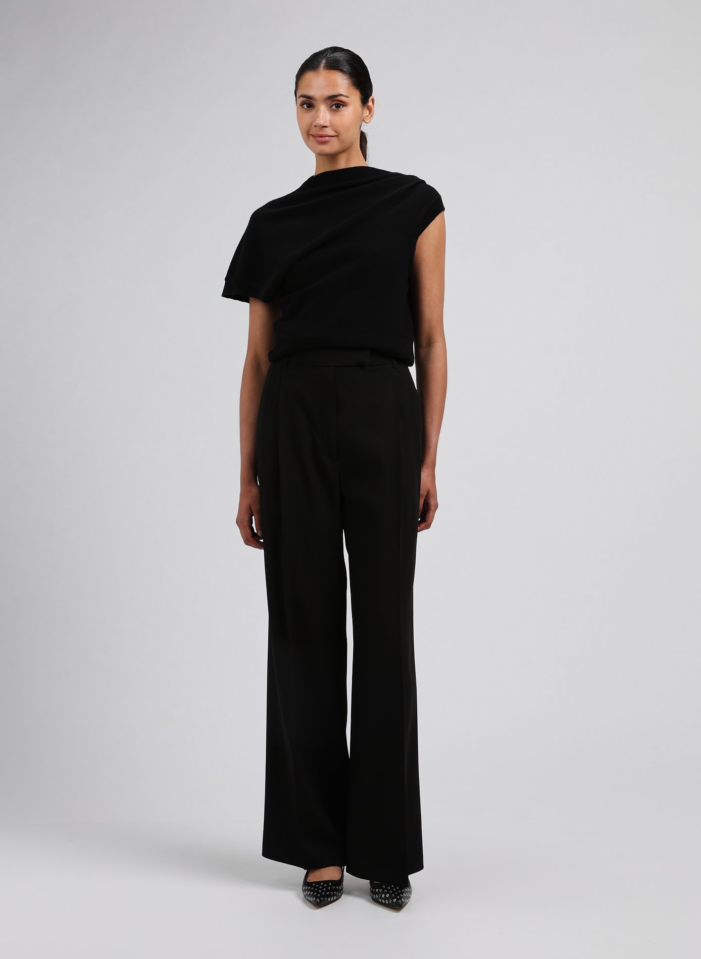 Pull asymétrique en laine et cachemire ROHE FRAMES Blanc