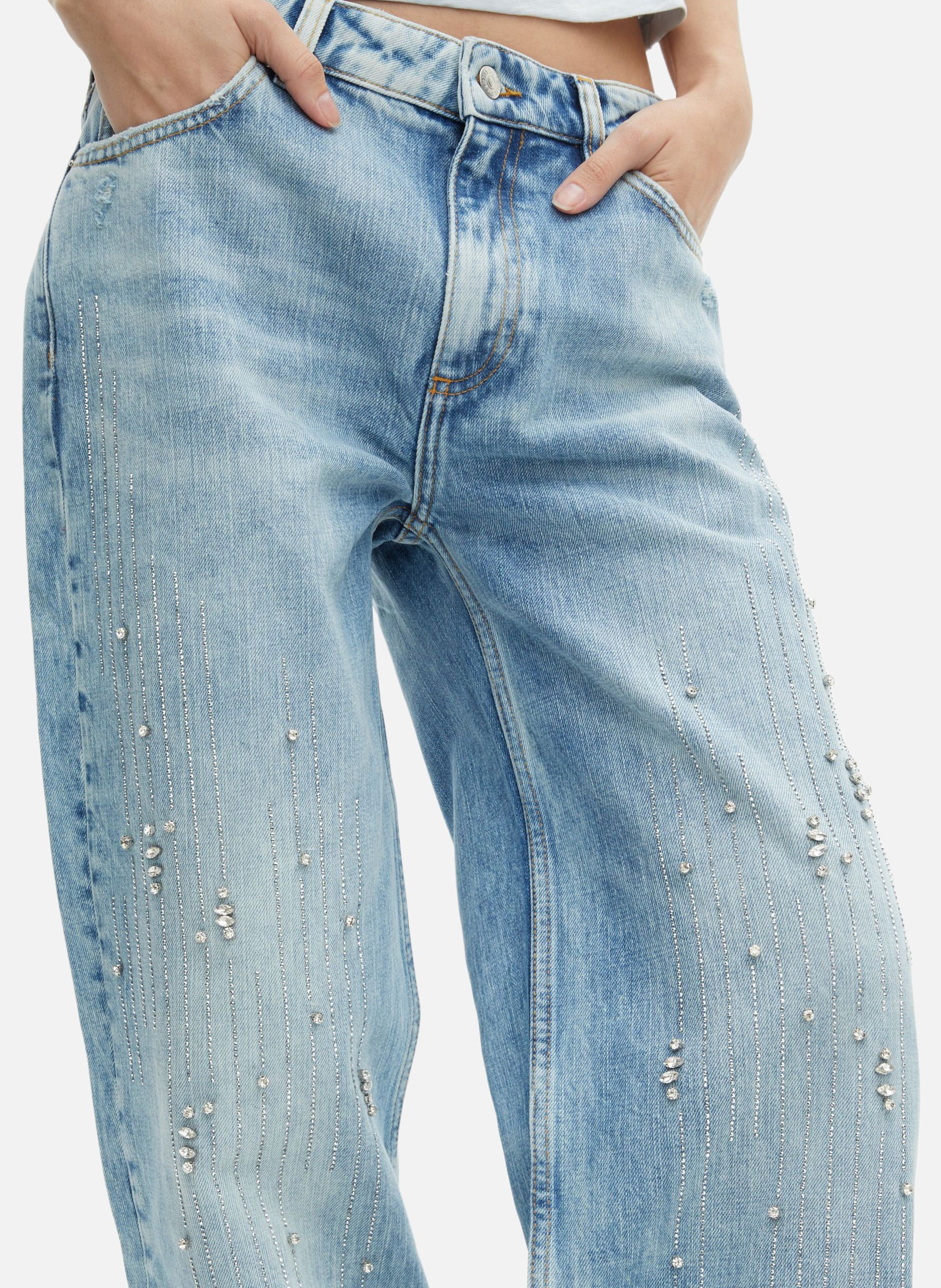 Jean droit avec strass THE KOOPLES Bleu