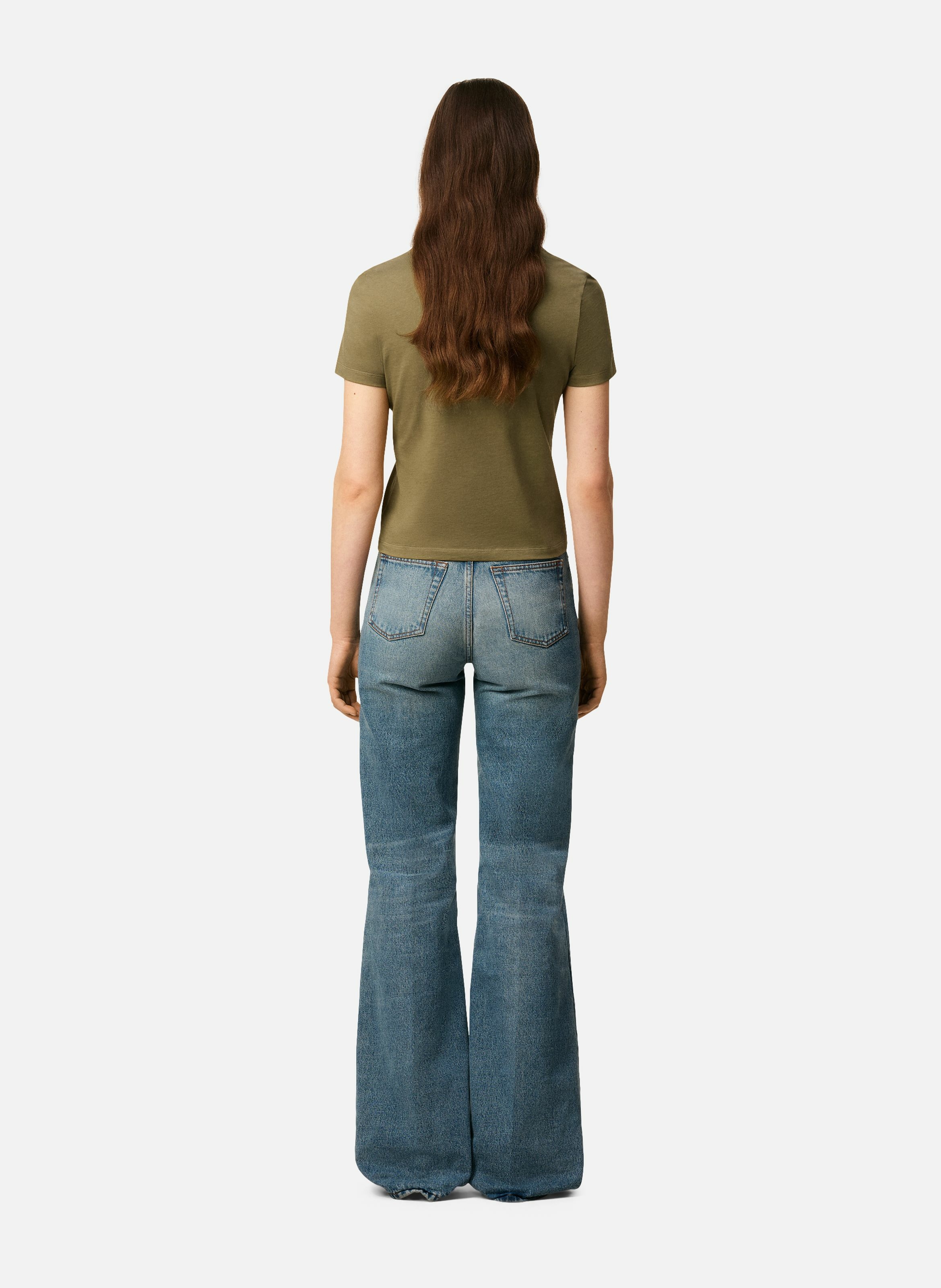 T-shirt ami de coeur croppé en coton AMI PARIS Vert