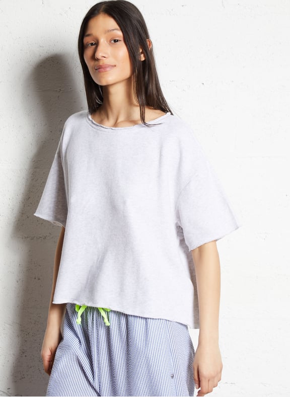 Tee-shirt oversize uni à logo atubay Gris by AMERICAN VINTAGE AMERICAN VINTAGE Tee-shirt oversize uni à logo atubay Gris