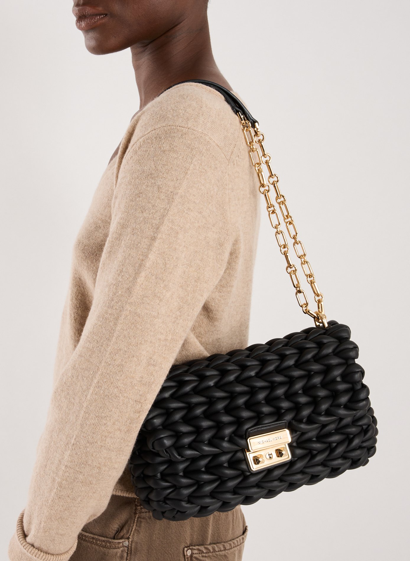 Sac à main texturé en cuir  Noir