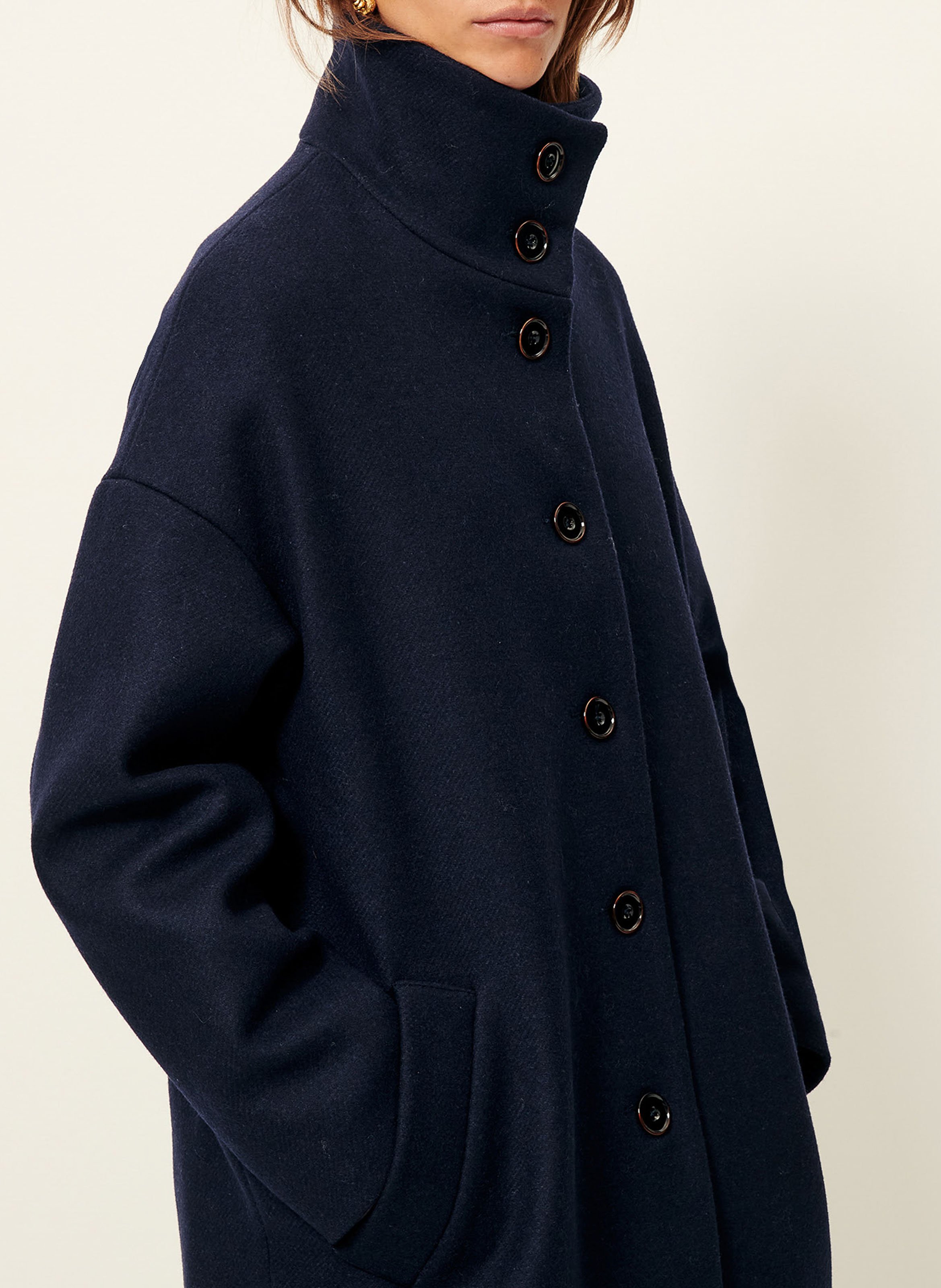 Manteau col montant en laine mélangée paradise SESSUN Bleu
