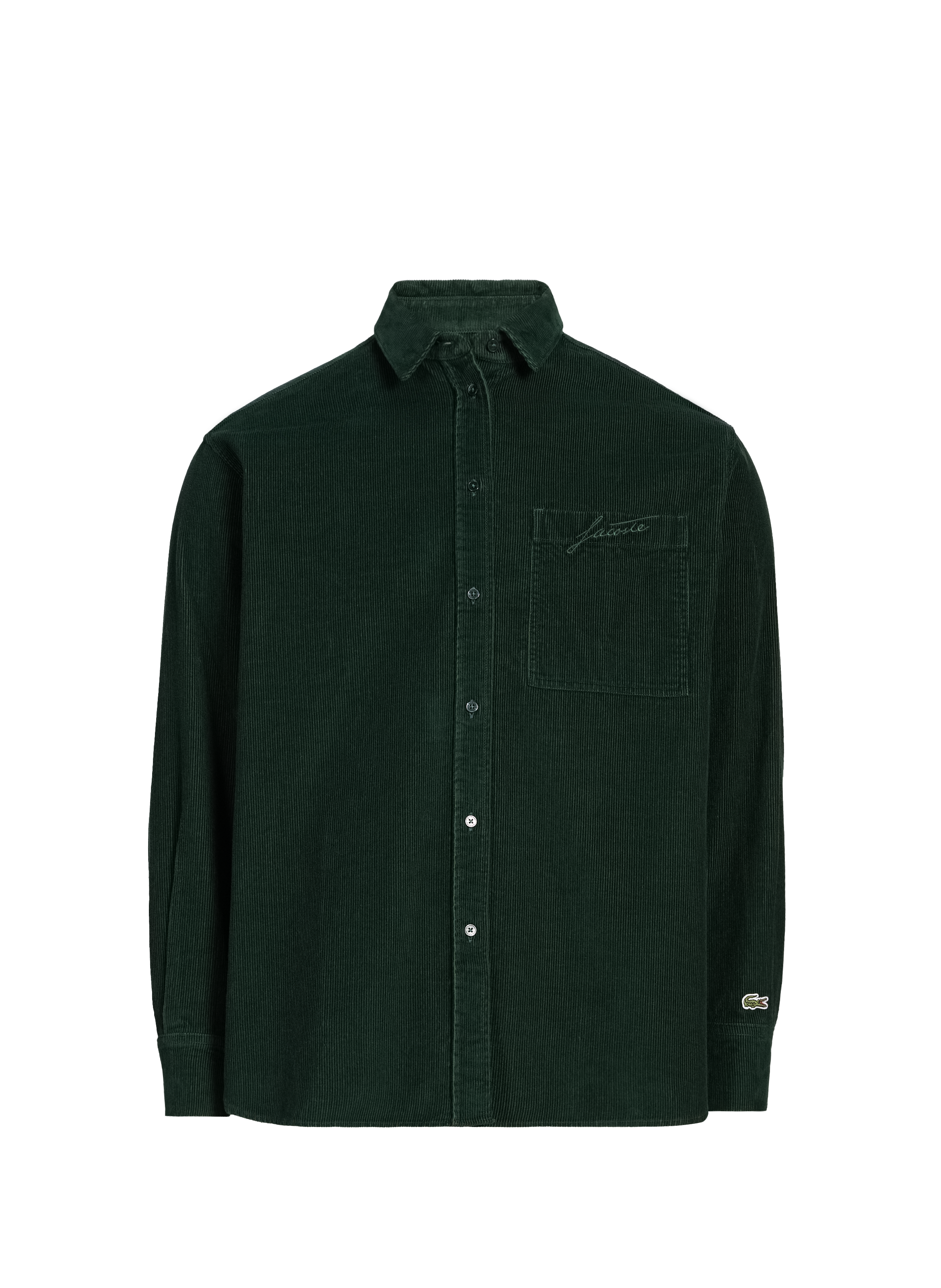 LACOSTE Oversized cotton shirt with patterns Green