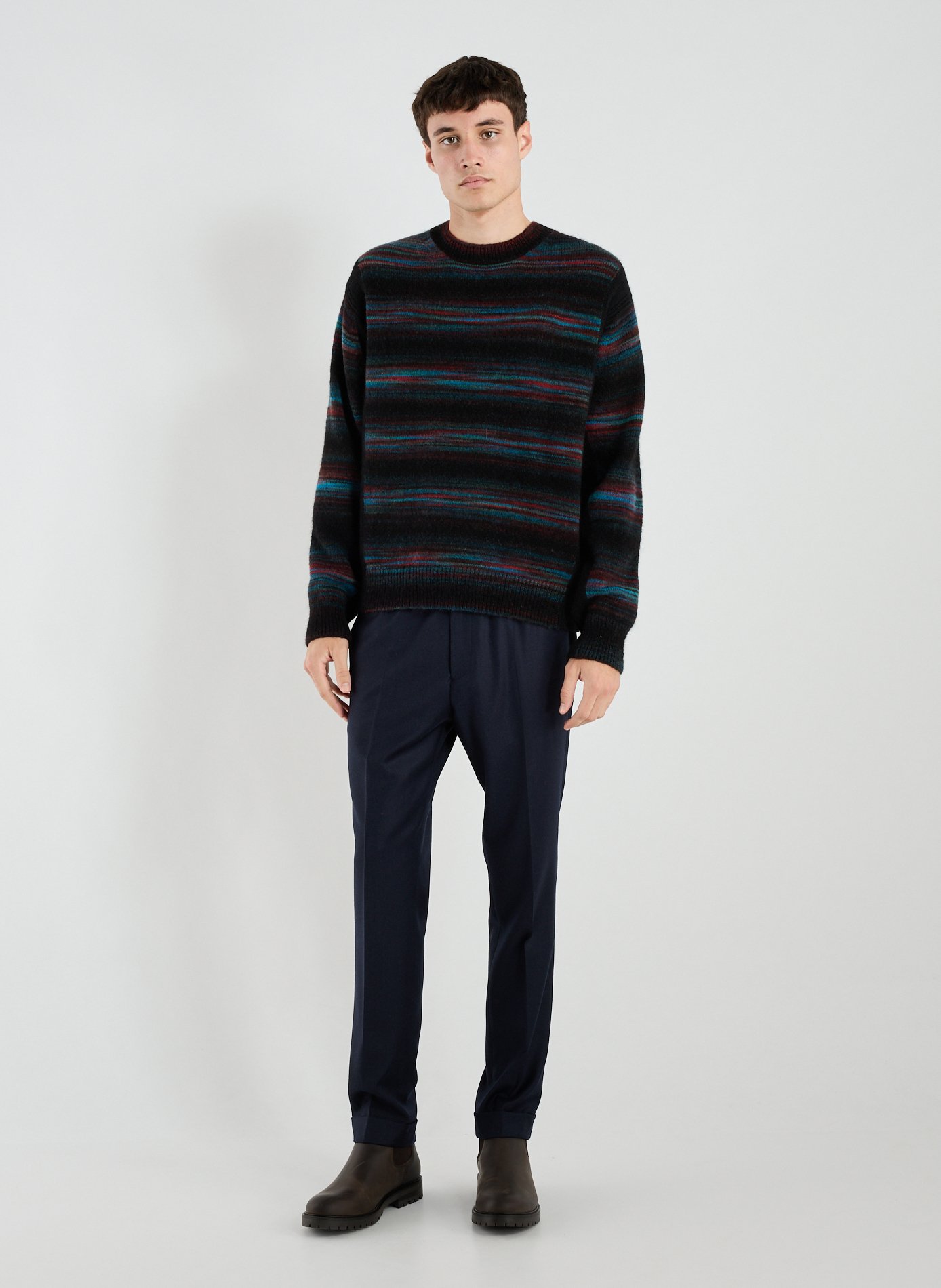 Pull droit rayé en laine mélangée PAUL SMITH Noir