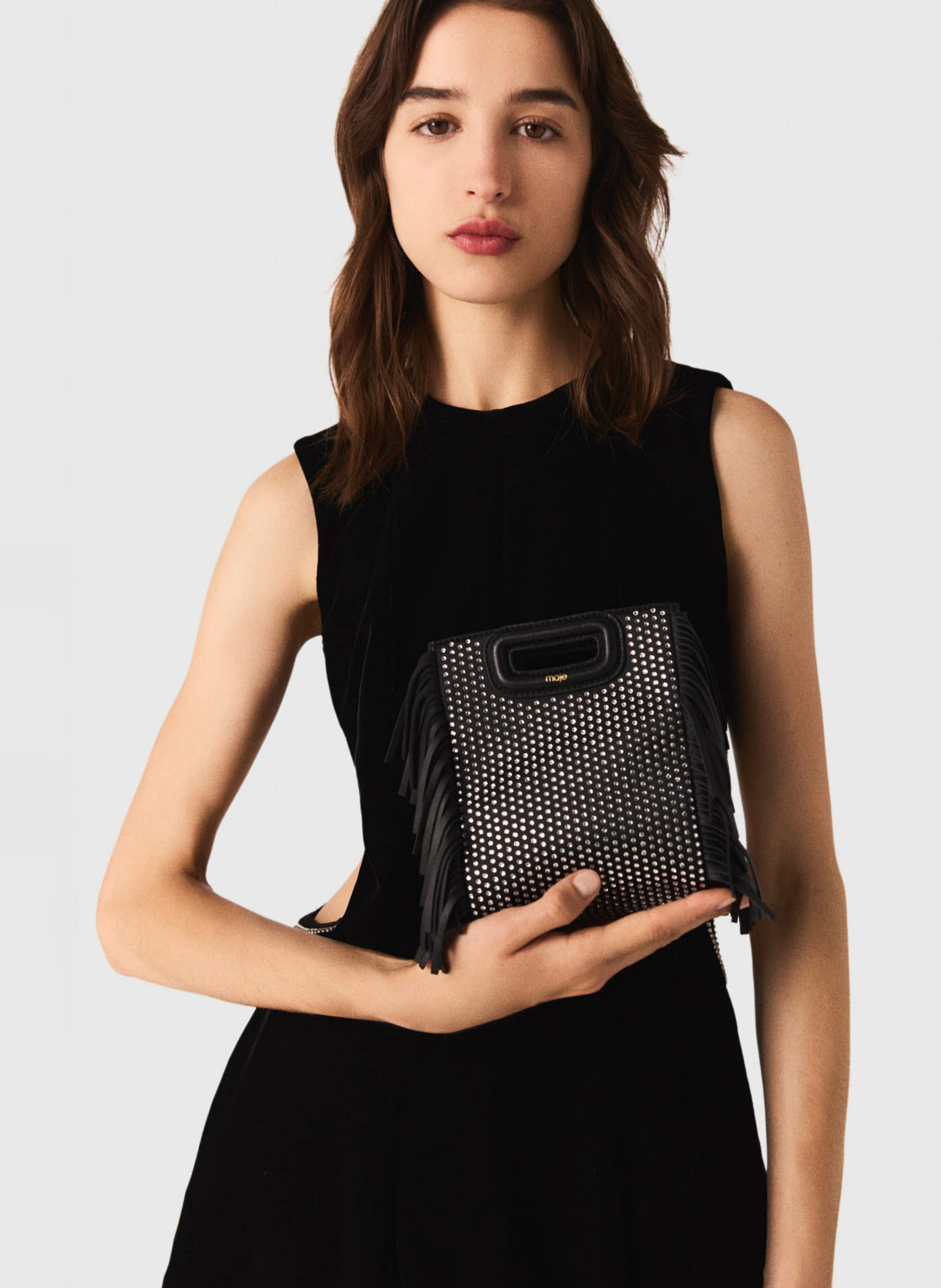 Robe courte évasée col rond MAJE Noir