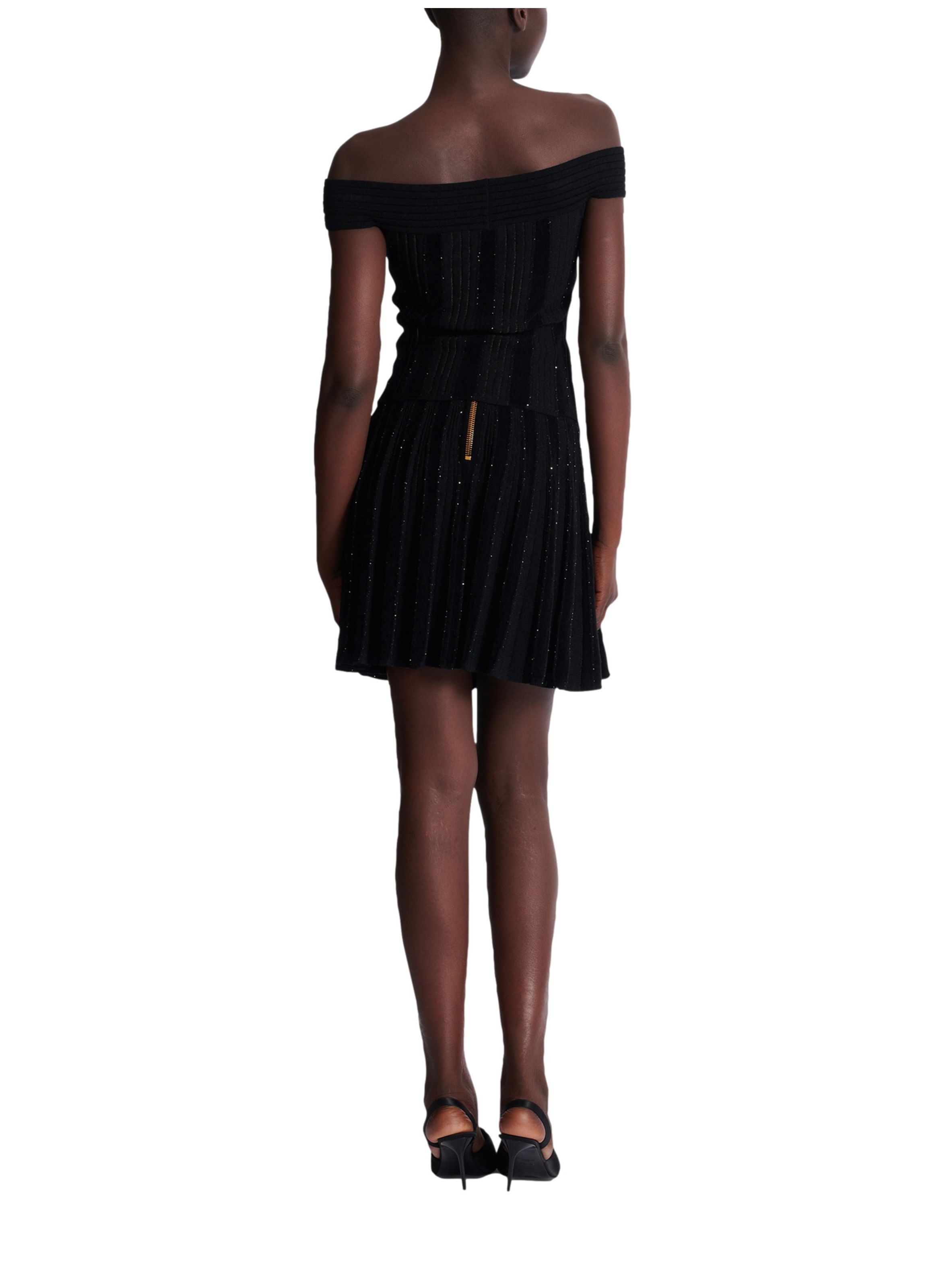 Top sans manches en maille avec paillettes BALMAIN Noir