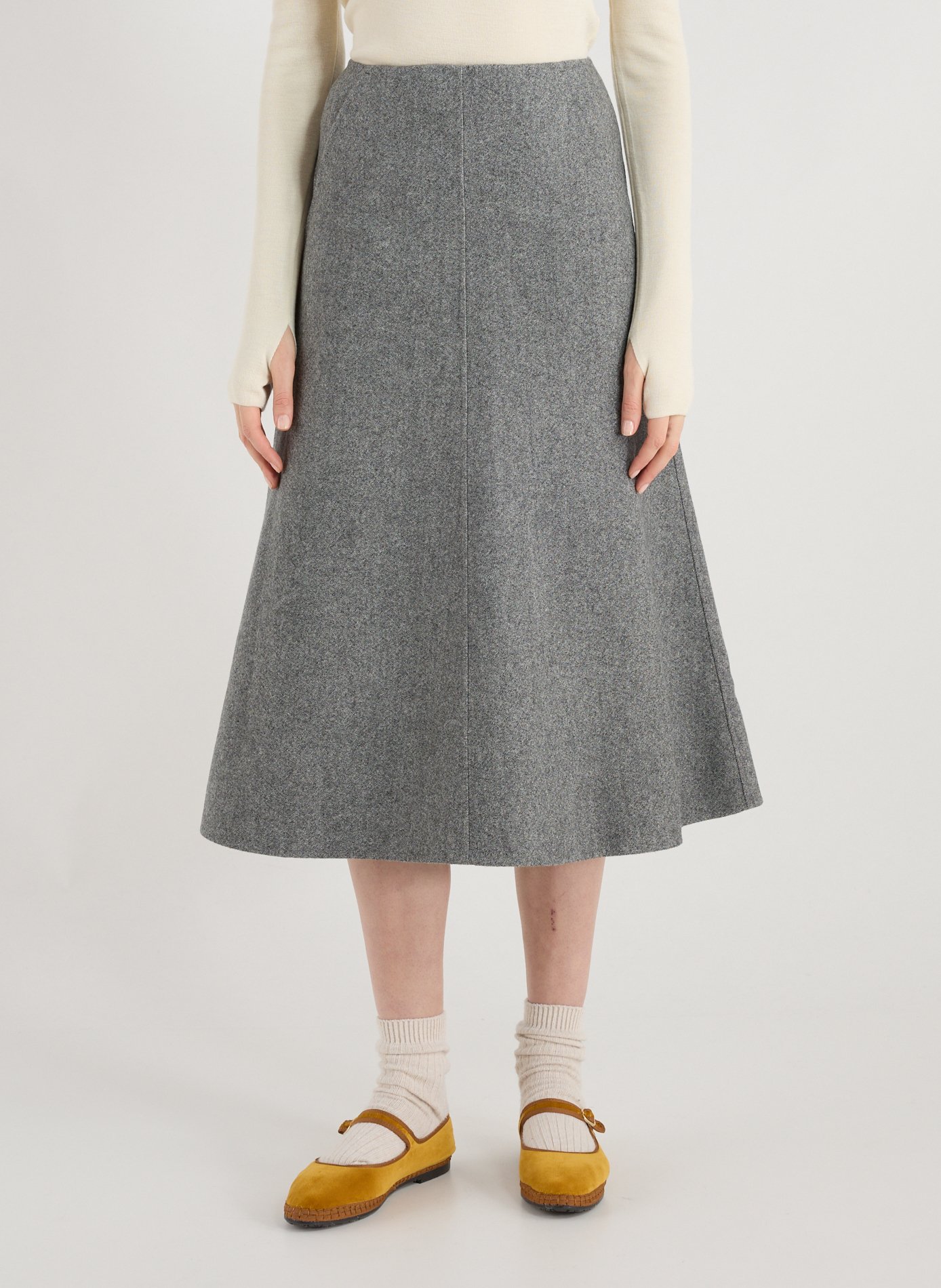 R2W Midi wool and cashmere blend skirt Grey
