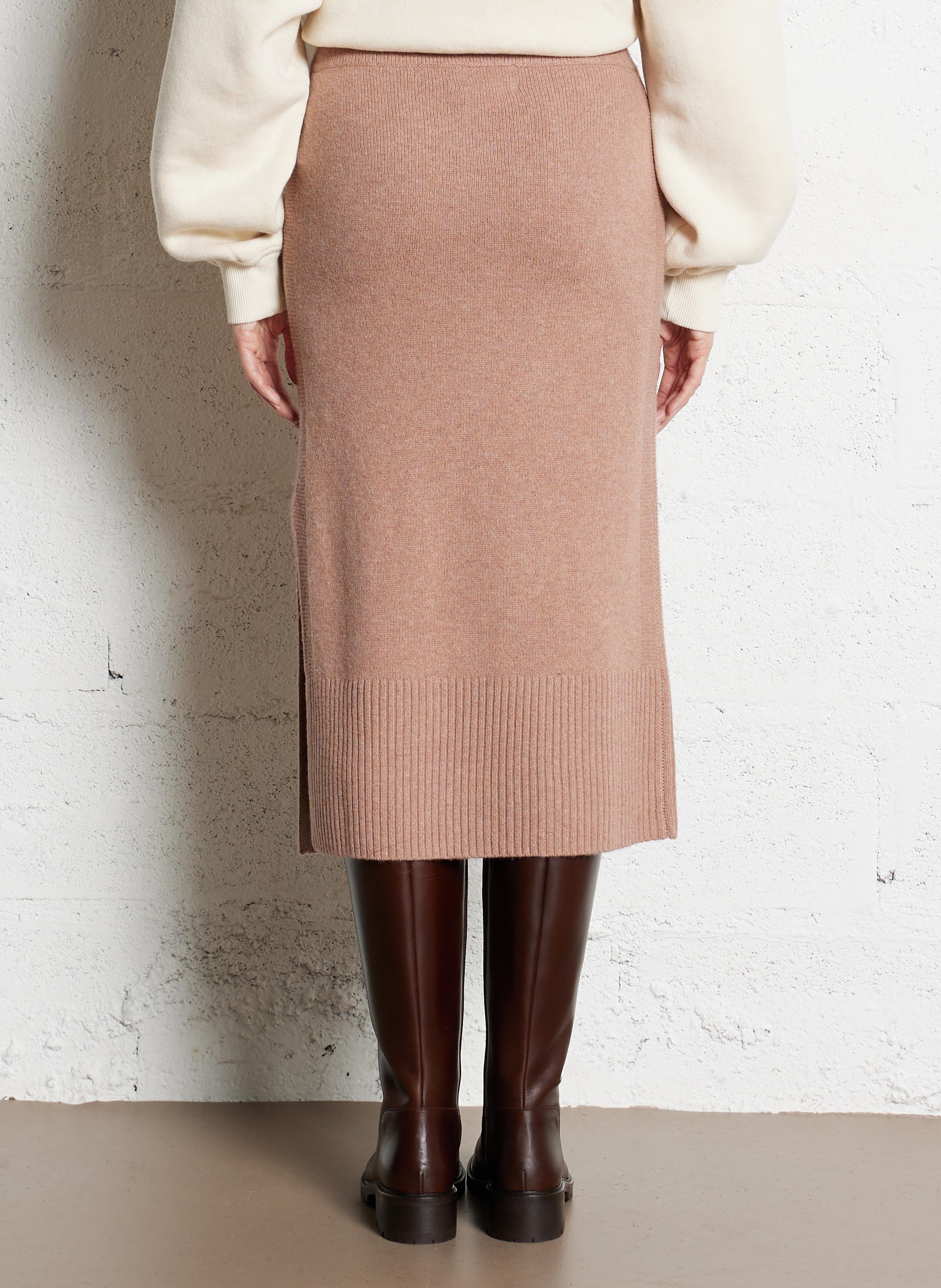 Jupe droite midi en laine emilie MAISON 123 Rose