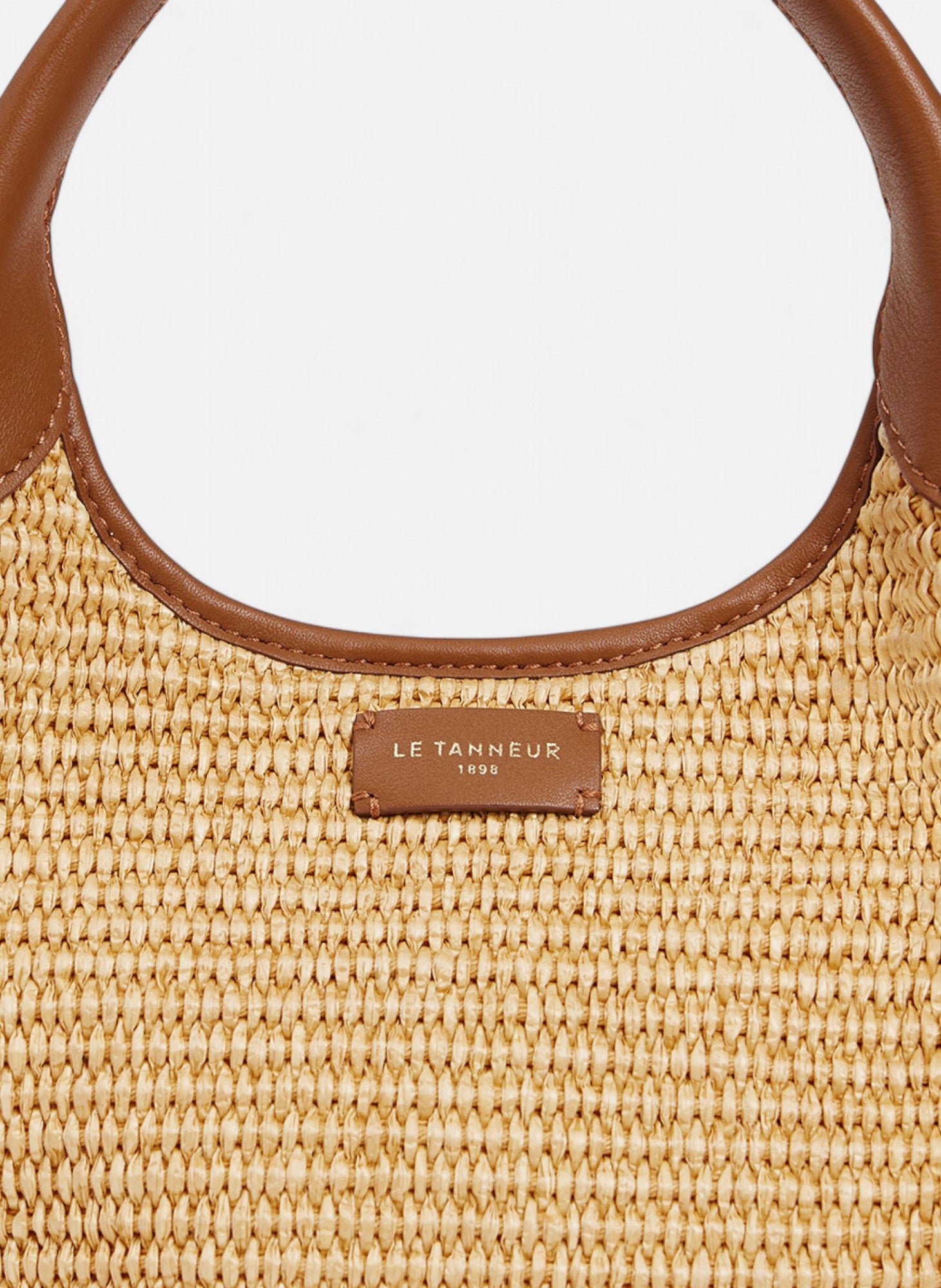 Petit sac à main juliette effet raphia et cuir lisse LE TANNEUR Marron