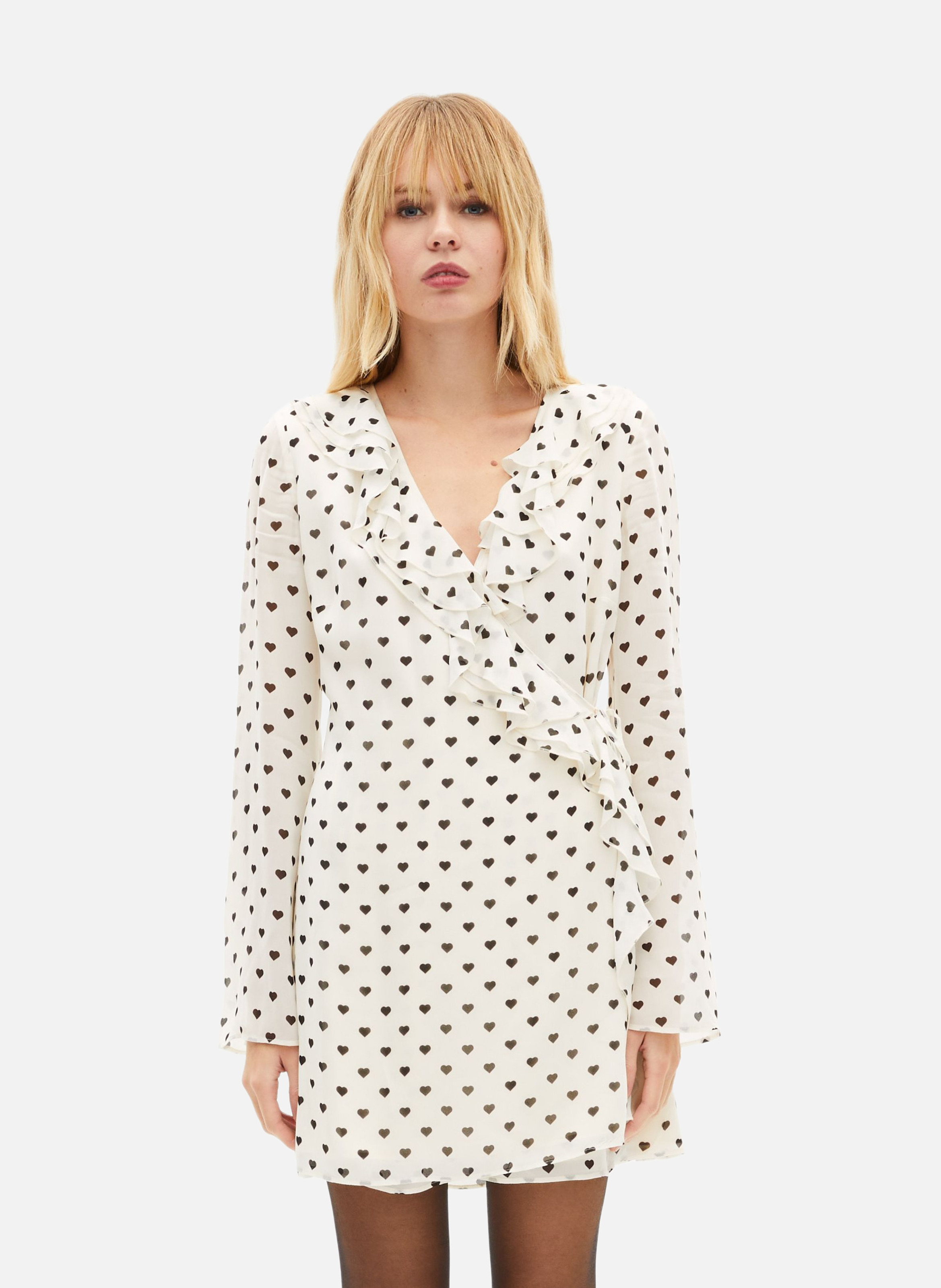 Robe courte portefeuille imprimé cœurs THE KOOPLES Blanc